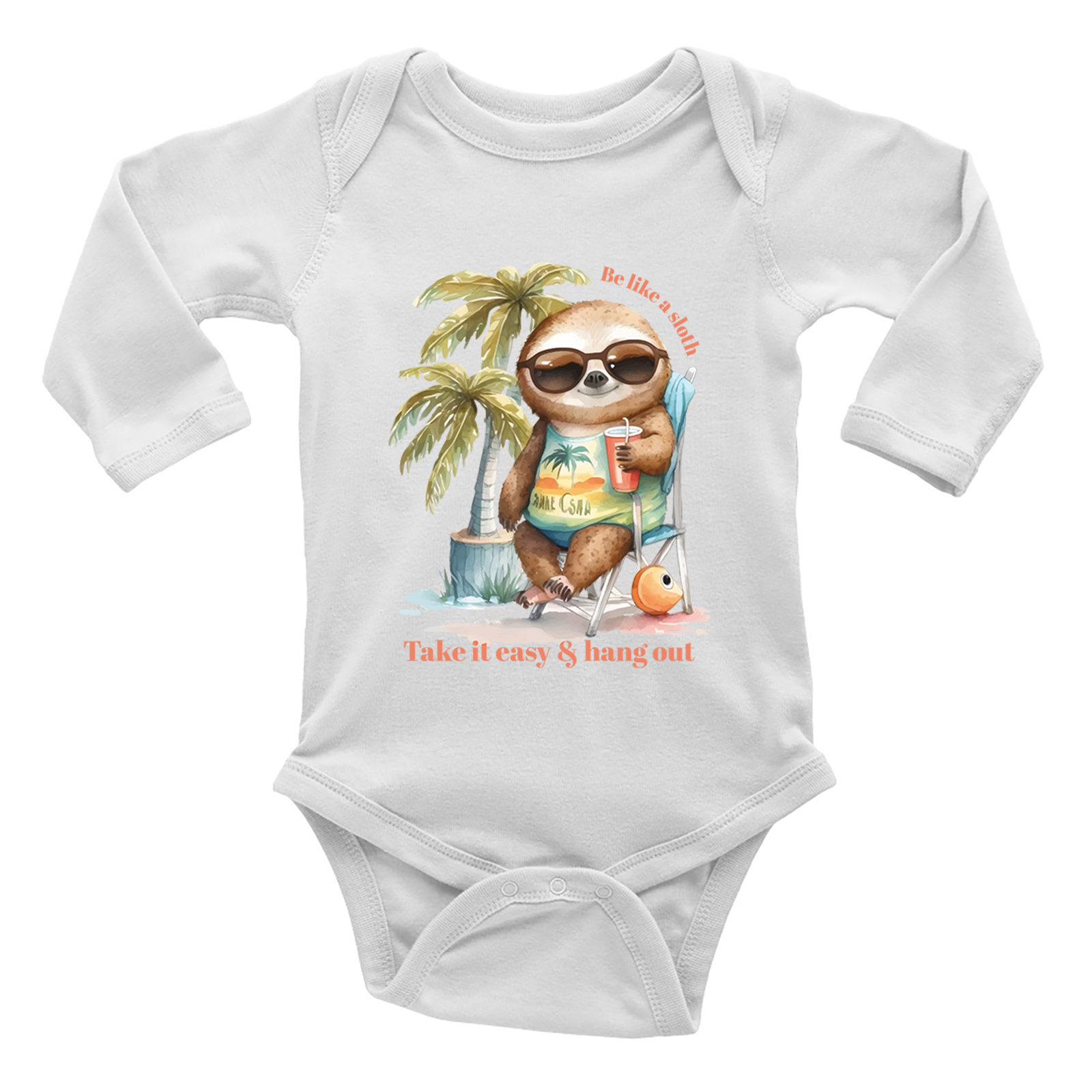 Be like a Sloth Baby Grow Vest Bodysuit Take it Easy and Hang Out Boys Girls L/S