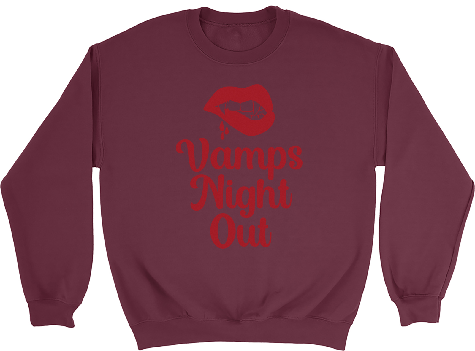 Funny Halloween Sweatshirt Mens Womens Vamps Night Out Lips Vampire Gift Jumper