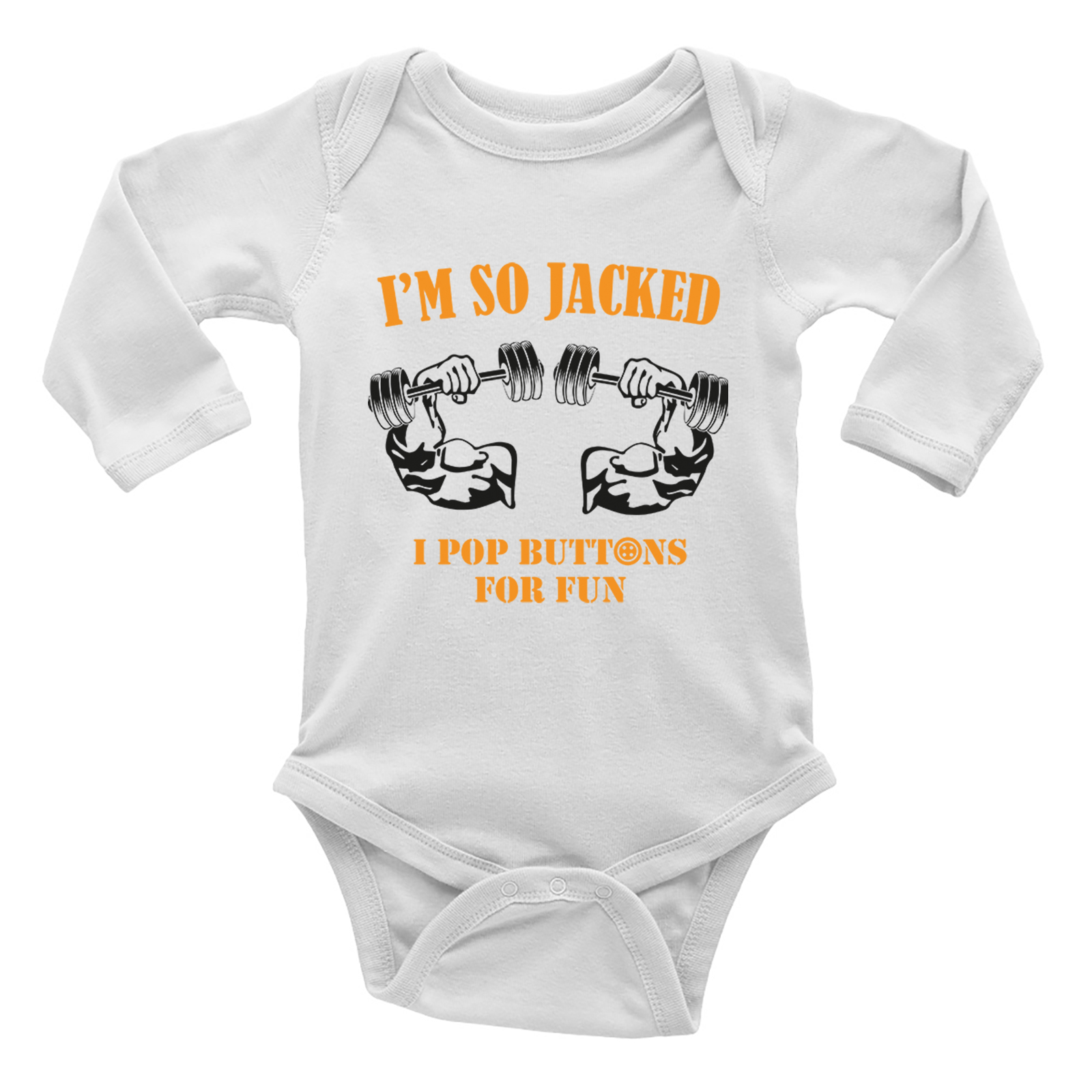 Funny Bodybuilding Baby Grow Vest Bodysuit I'm So Jacked Muscles Gym Boys L/S