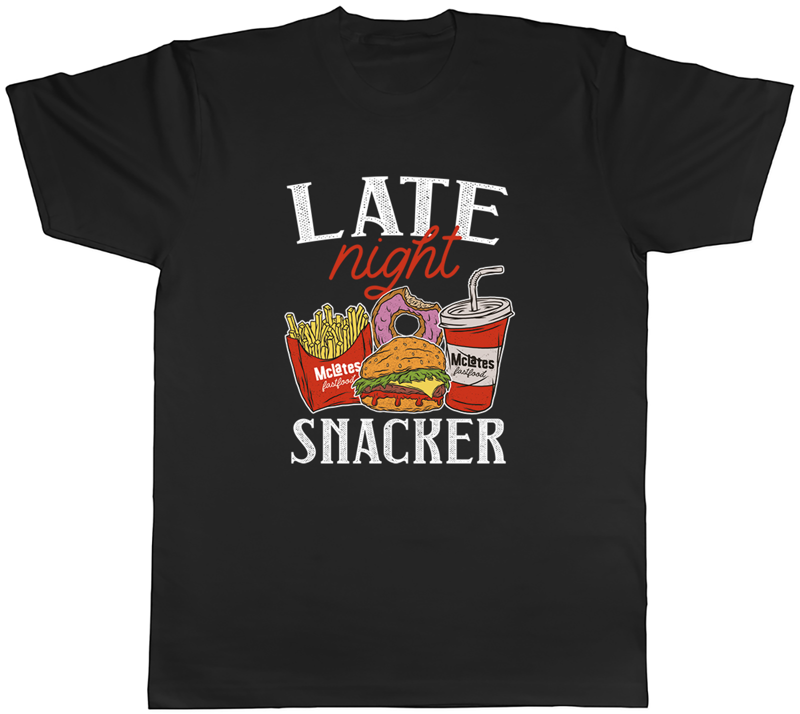 Funny Late Night Snacker Burger Donus Chips Mens T-Shirt Tee Gift Top