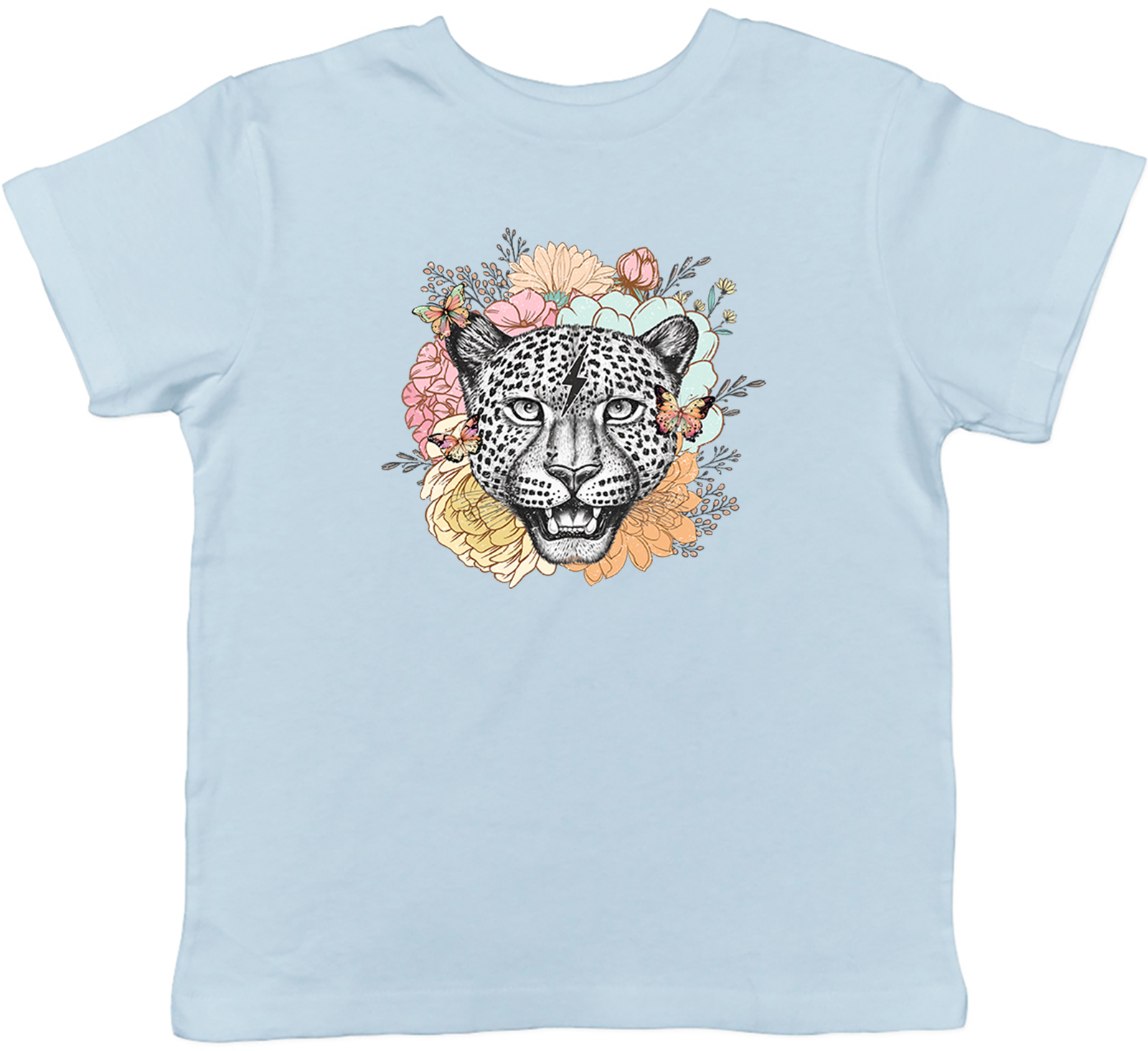 Floral Leopard Kids T-Shirt Big Cat Wildlife Jungle Animal Childrens Boys Girls