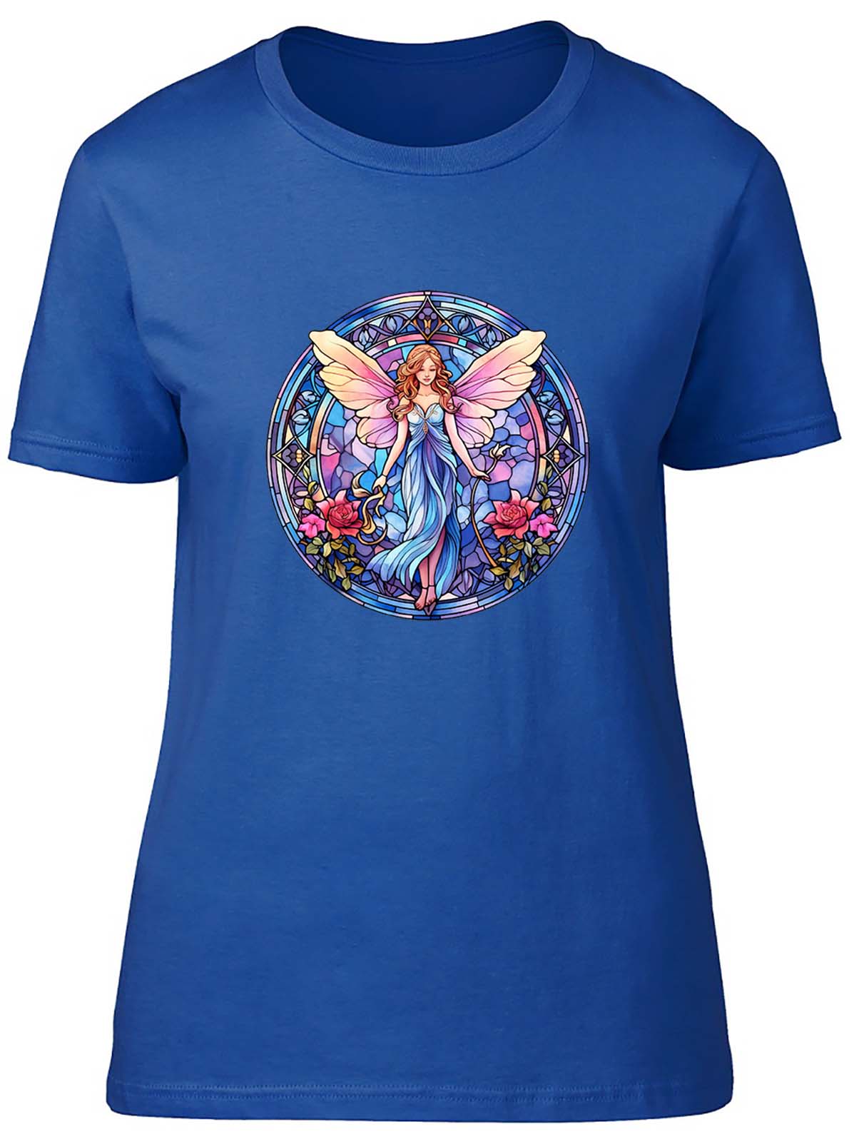 Magical Fairy Womens T-Shirt Angel Wings Faries Stainglass Ladies Gift Tee