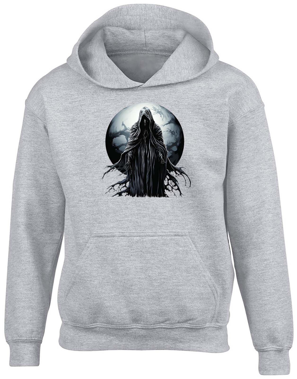 Grim Reaper Kids Hoodie Gothic Moon Death Skeleton Boys Girls Gift Top