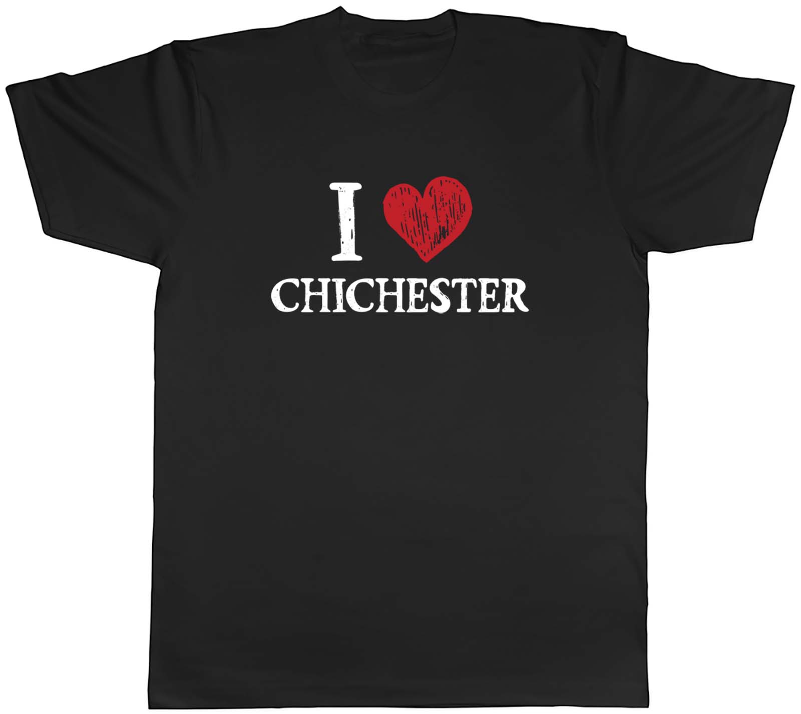 I Love Chichester Mens T-Shirt West Sussex Historic Love Heart Tee Gift