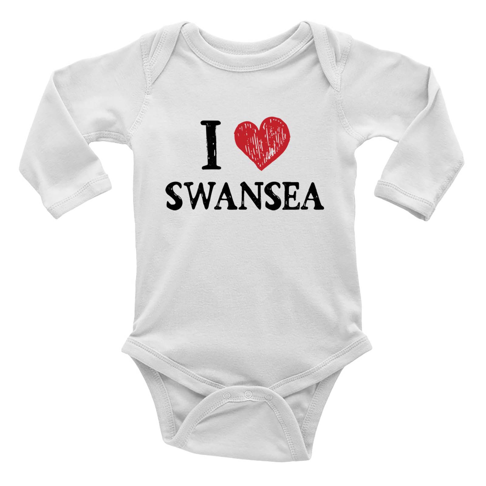 I Love Swansea Baby Grow Vest Bodysuit Swans Wales Welsh Boys Girls Gift L/S