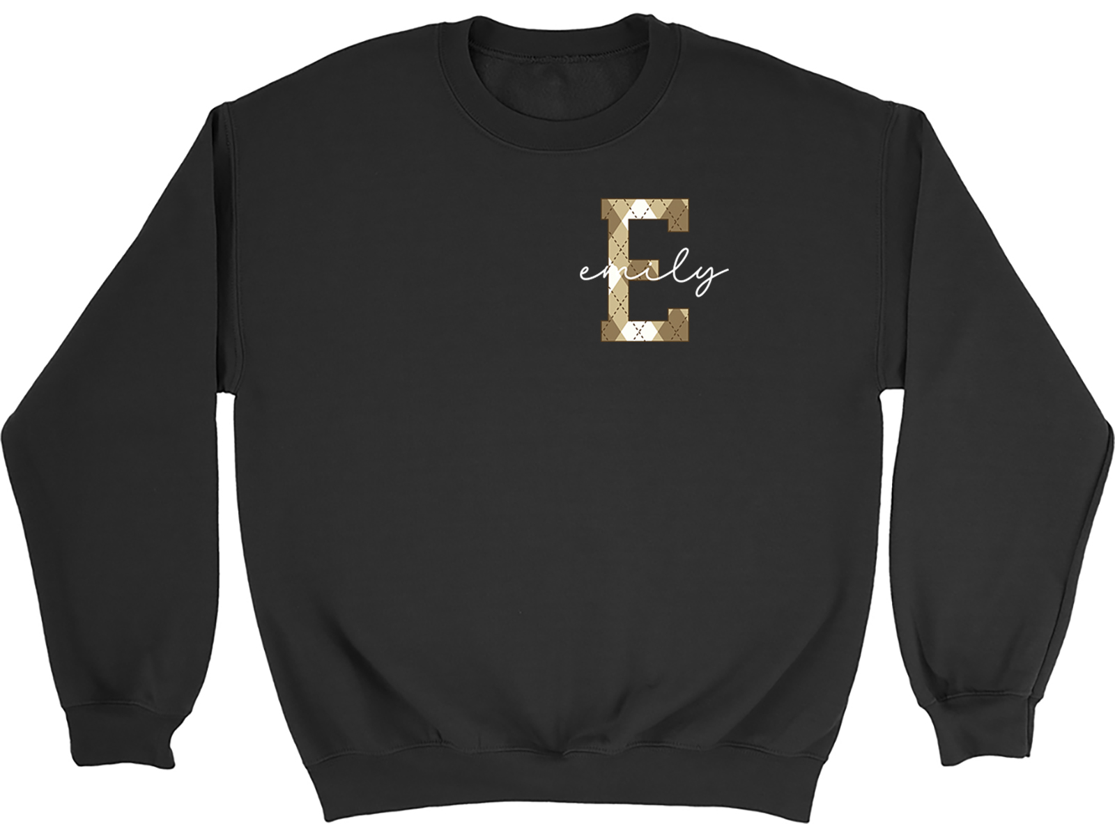Personalised Alphabet Pocket Design Sweatshirt Mens Womens Brown