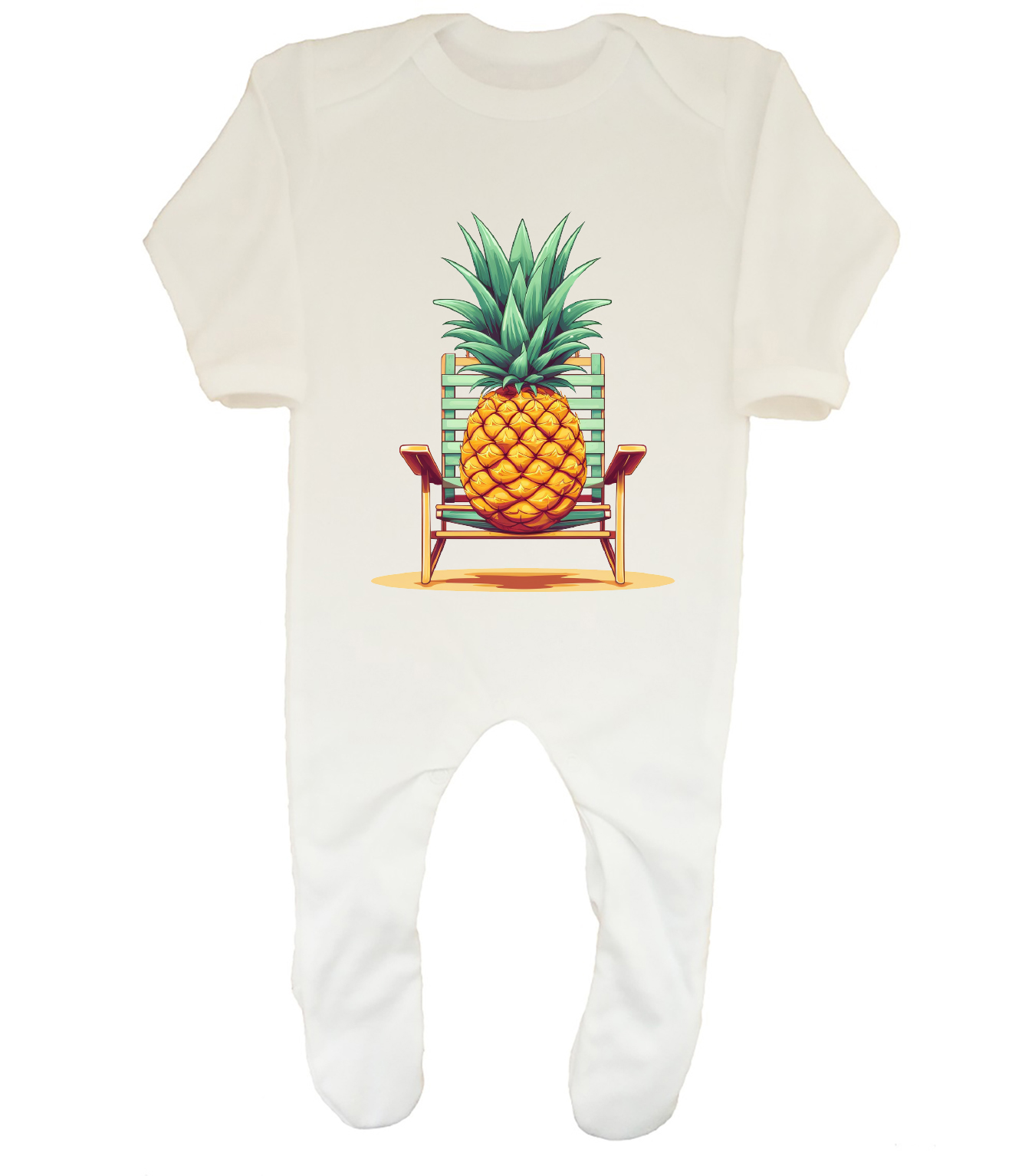 Holiday Vacation Baby Grow Sleepsuit Pineapple Sitting on Deck Chair Boys Girls