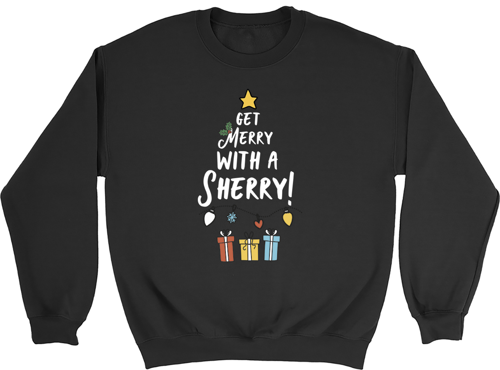 Christmas Xmas Sweatshirt Mens Womens Get Merry with a Sherry Funny Gift Jumper