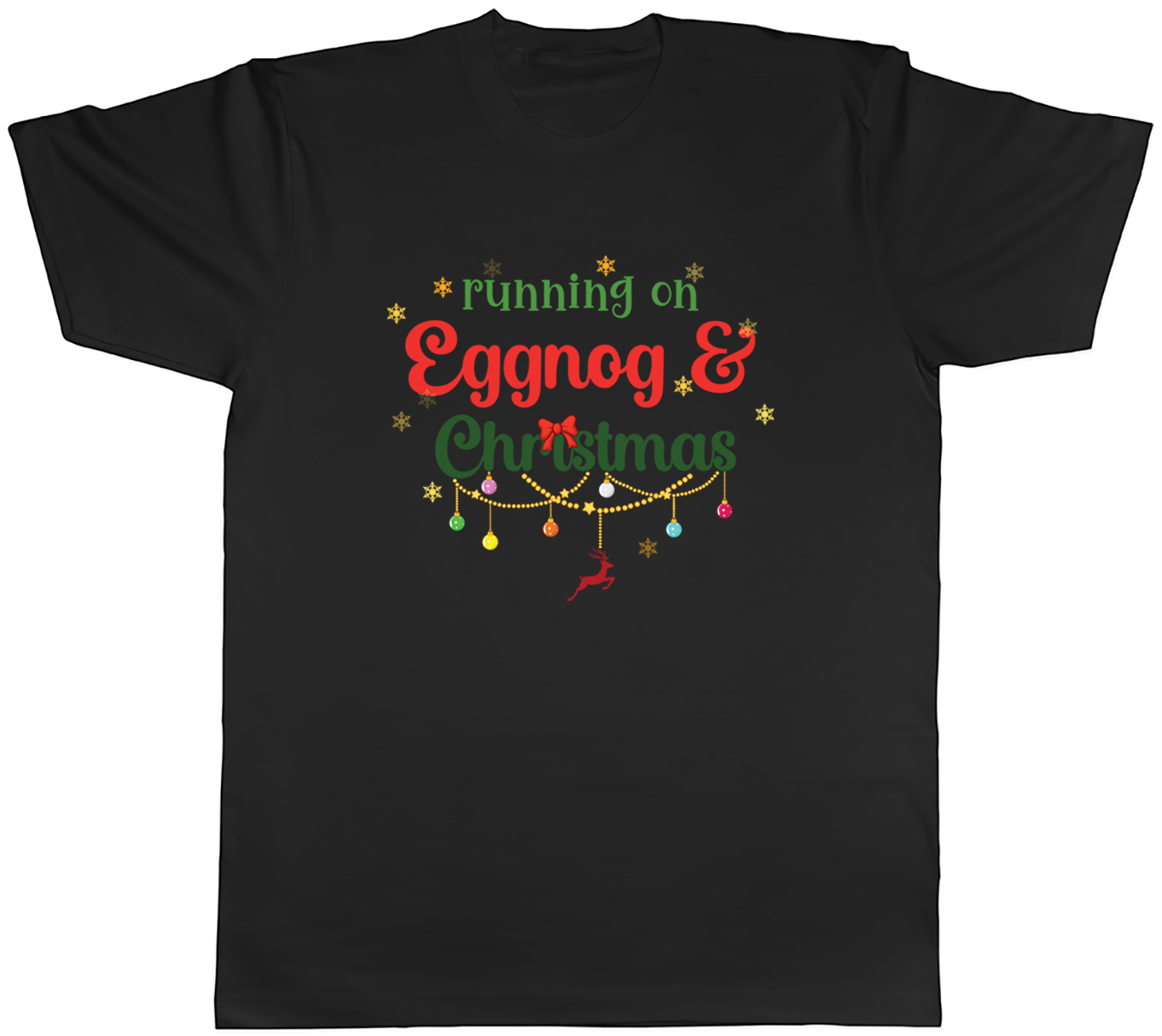 Funny Mens T-Shirt Running on Eggnog & Christmas Unisex Tee Gift