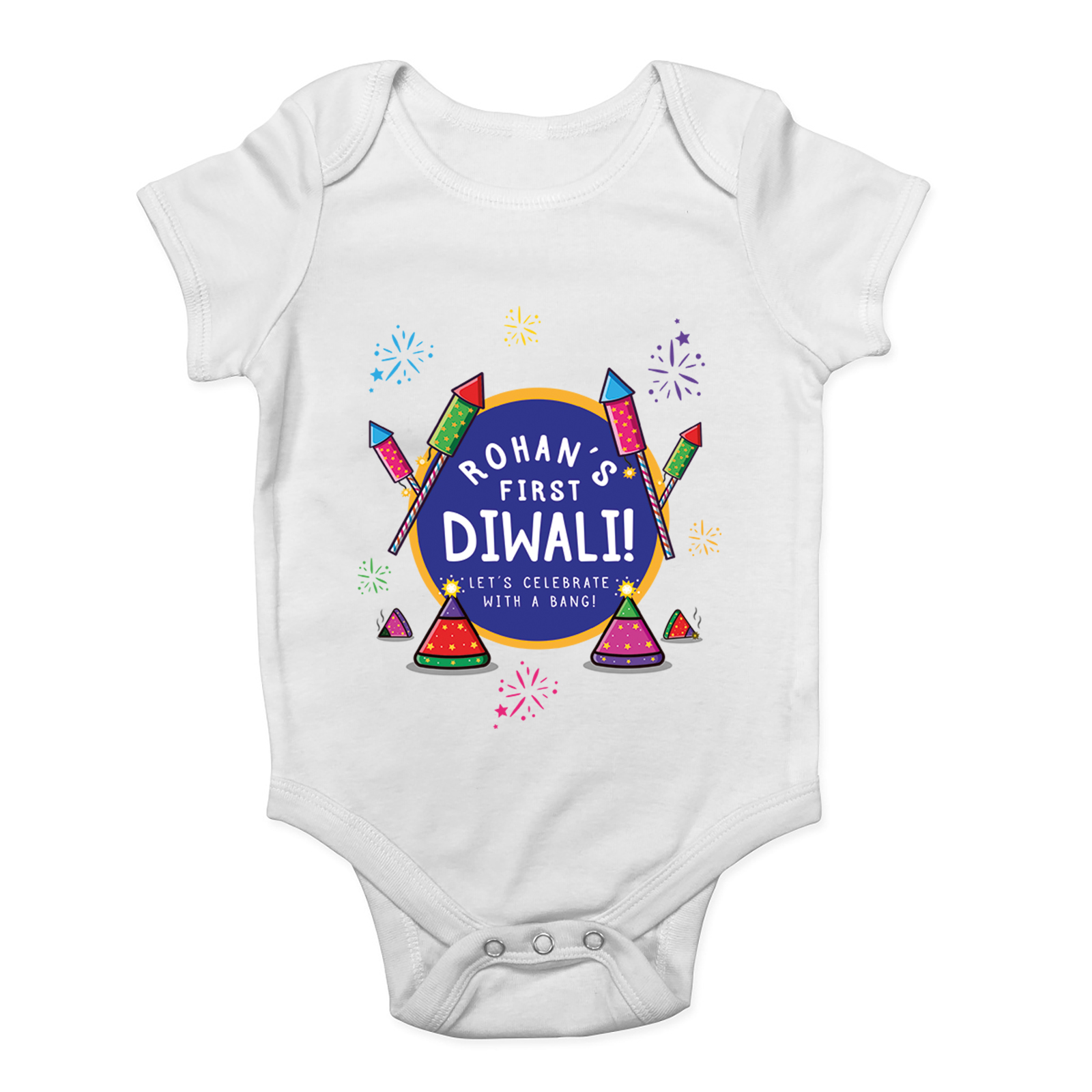 Personalised First Diwali Baby Grow Vest Festival Fireworks