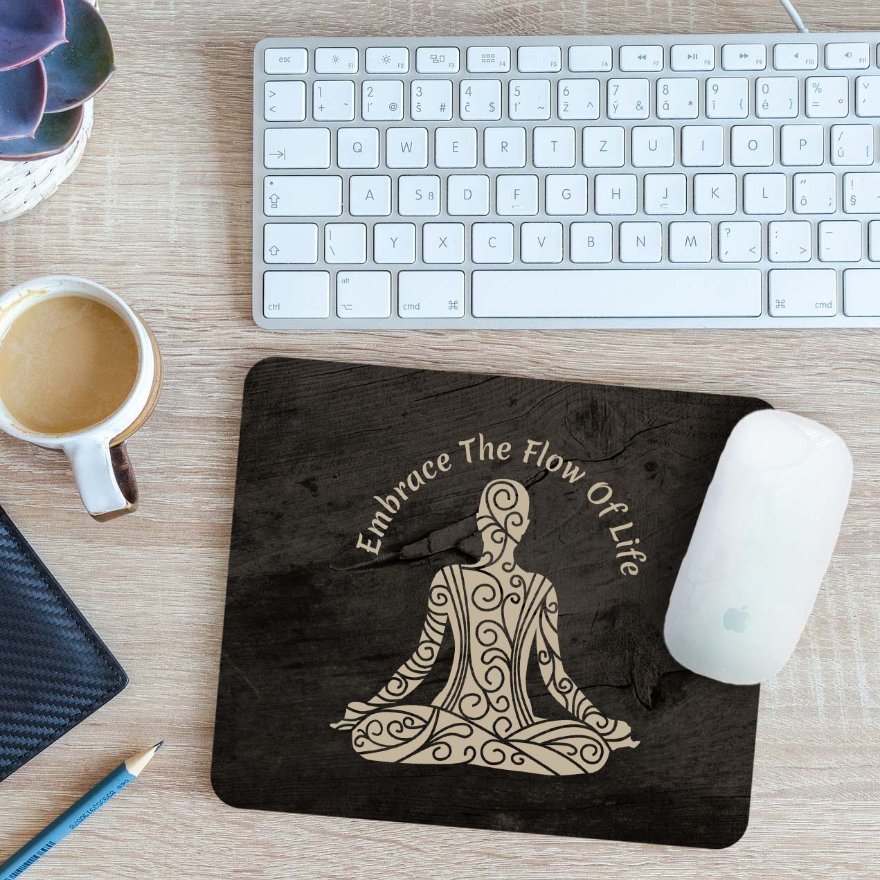 Embrace the Flow of Life Mouse Mat Pad Yoga Meditation Spiritual Gift 24cmx19cm - Picture 2 of 11