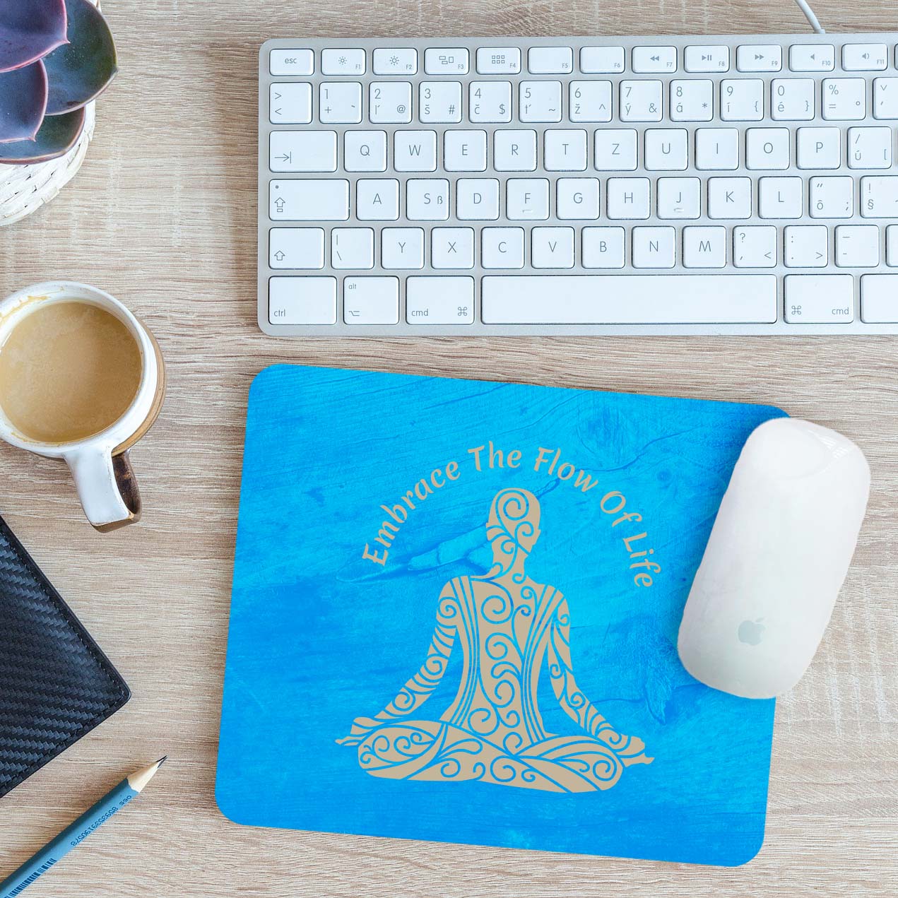 Embrace the Flow of Life Mouse Mat Pad Yoga Meditation Spiritual Gift 24cmx19cm - Picture 3 of 11