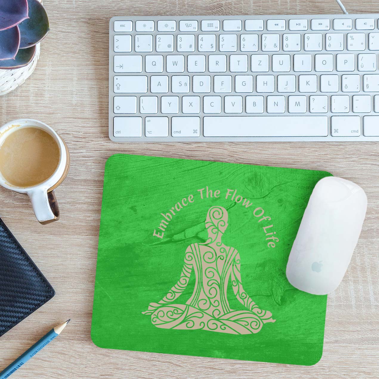 Embrace the Flow of Life Mouse Mat Pad Yoga Meditation Spiritual Gift 24cmx19cm - Picture 5 of 11