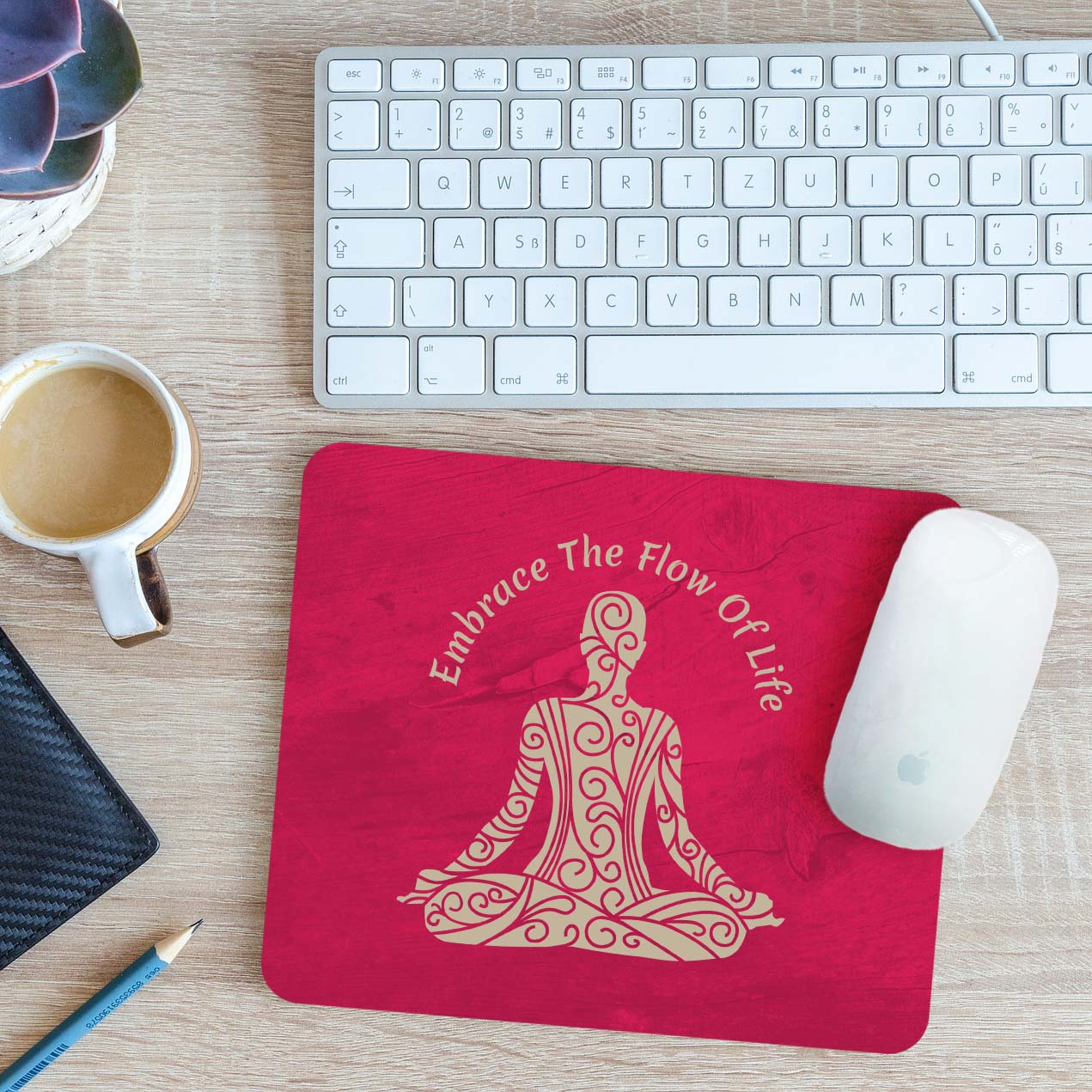 Embrace the Flow of Life Mouse Mat Pad Yoga Meditation Spiritual Gift 24cmx19cm - Picture 6 of 11