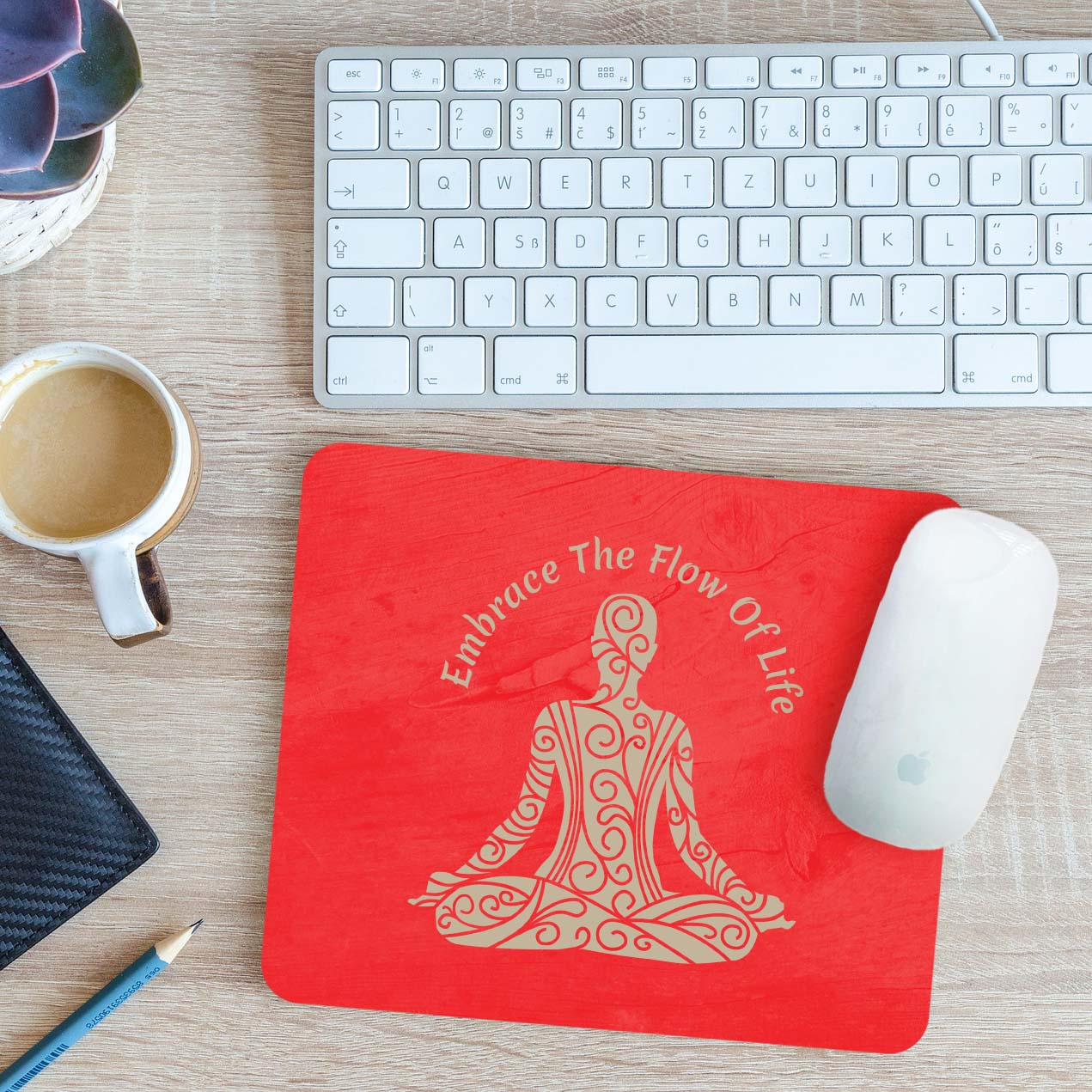 Embrace the Flow of Life Mouse Mat Pad Yoga Meditation Spiritual Gift 24cmx19cm - Picture 9 of 11