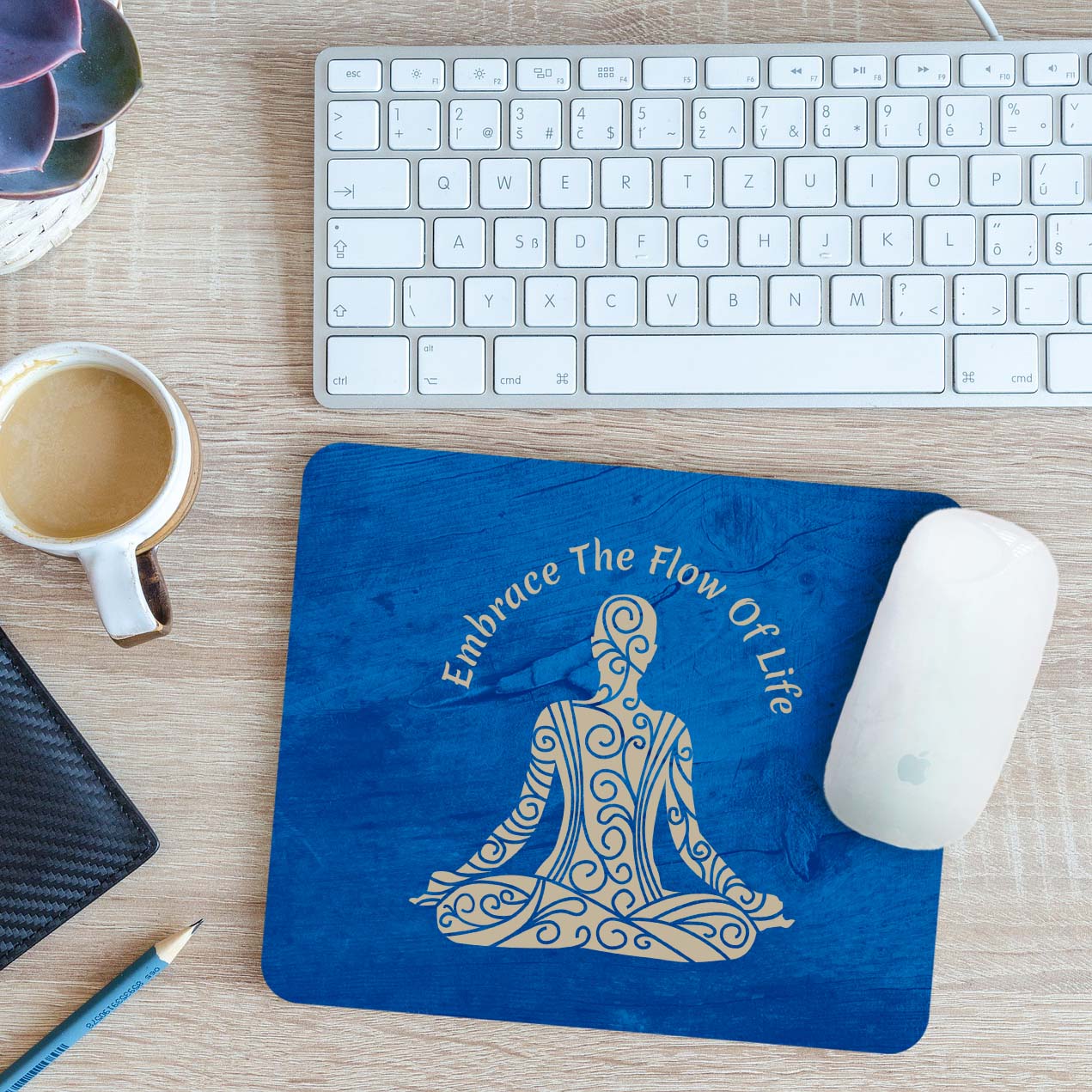 Embrace the Flow of Life Mouse Mat Pad Yoga Meditation Spiritual Gift 24cmx19cm - Picture 10 of 11