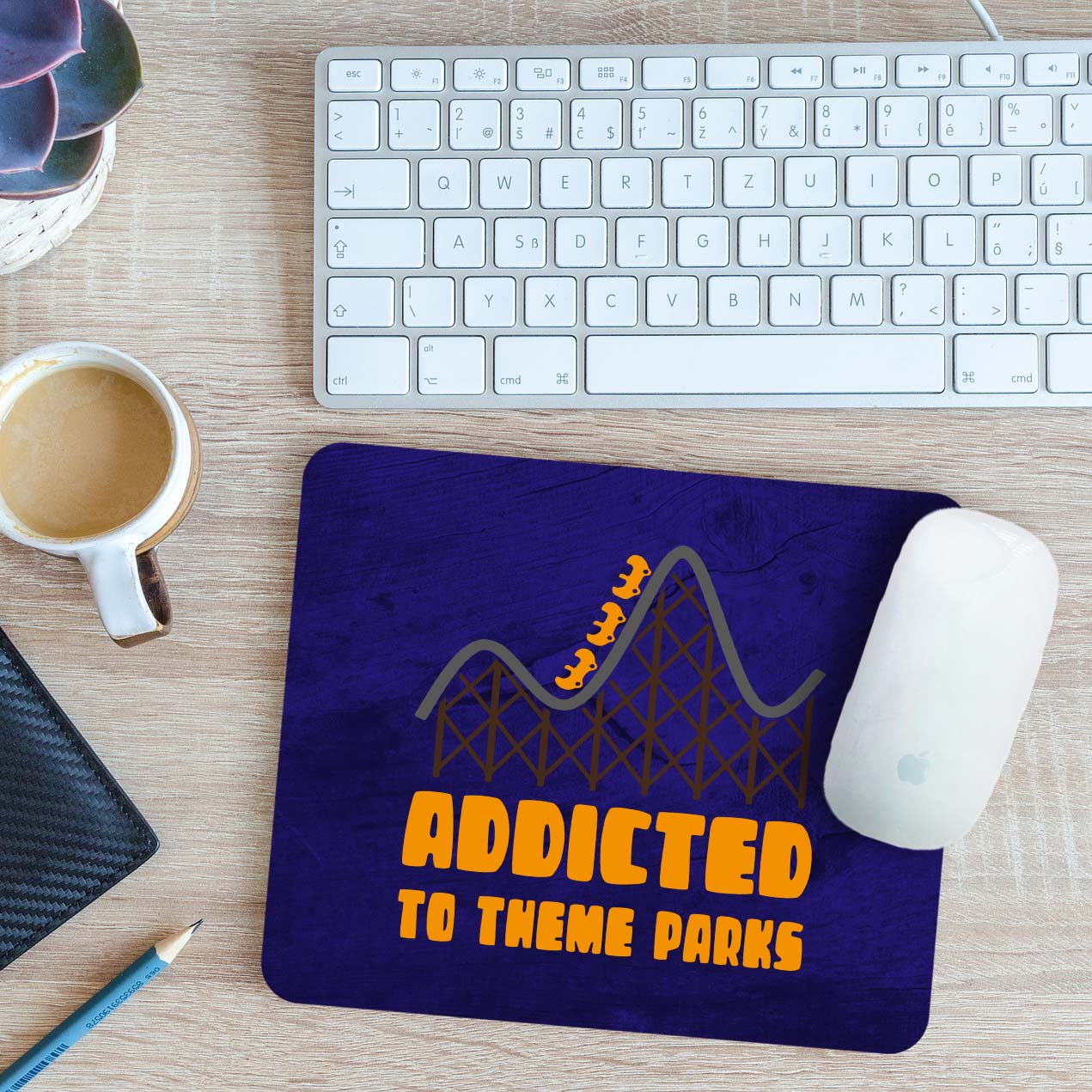 Roller Coaster Fun Mouse Mat Pad Addicted to Theme Parks Gift 24cm x ...