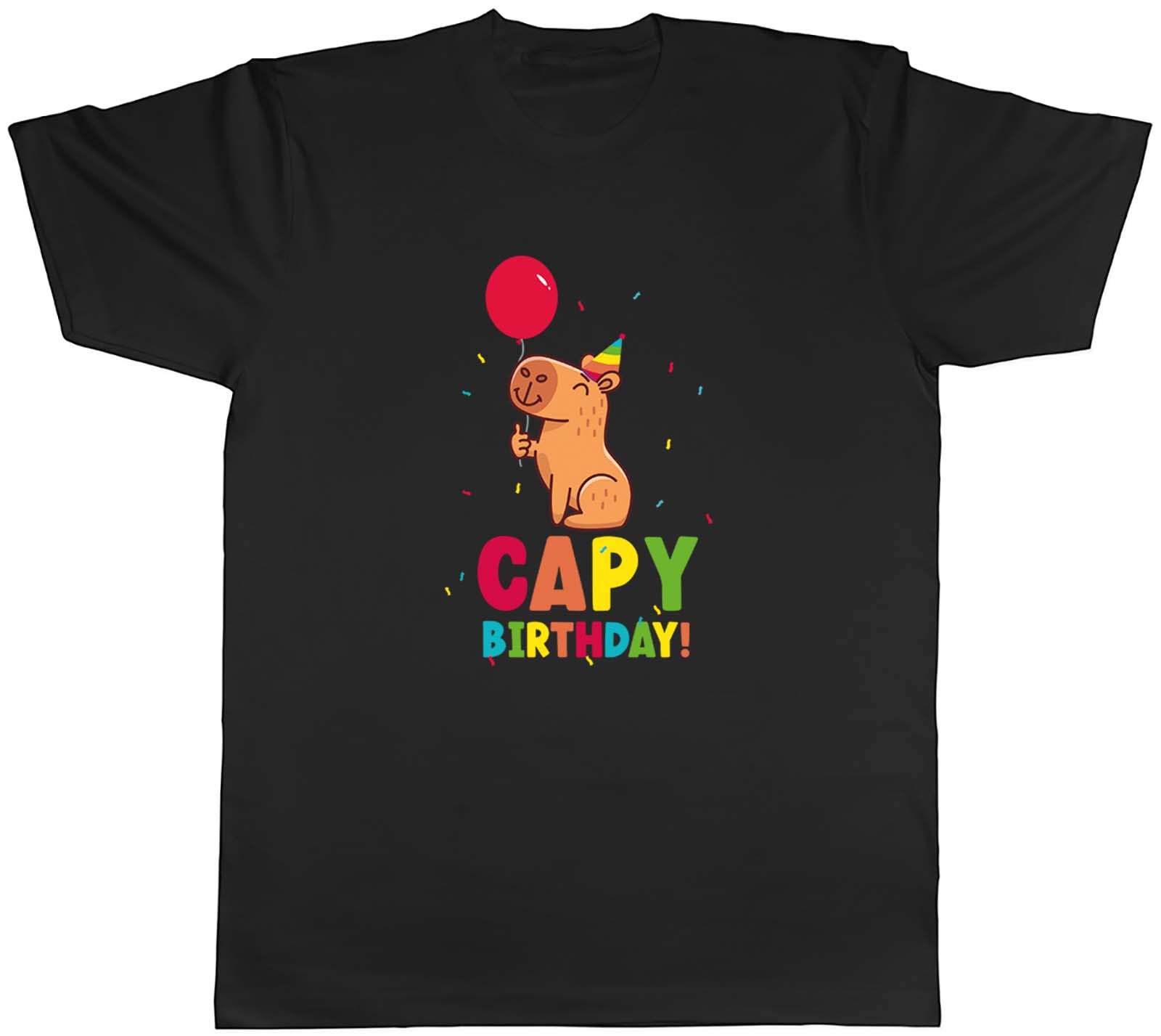 Funny Capy Birthday Mens T-Shirt Celebration Balloon Capybara Tee Gift - Picture 2 of 8