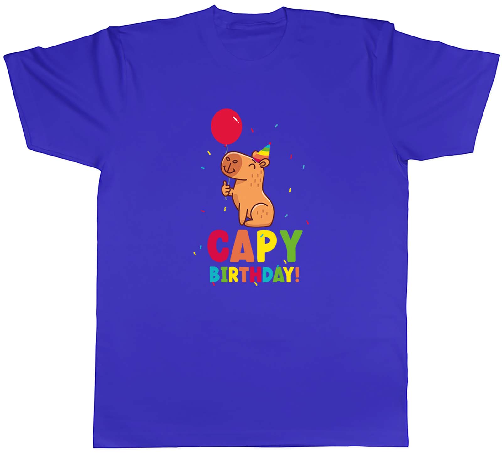 Funny Capy Birthday Mens T-Shirt Celebration Balloon Capybara Tee Gift - Picture 3 of 8