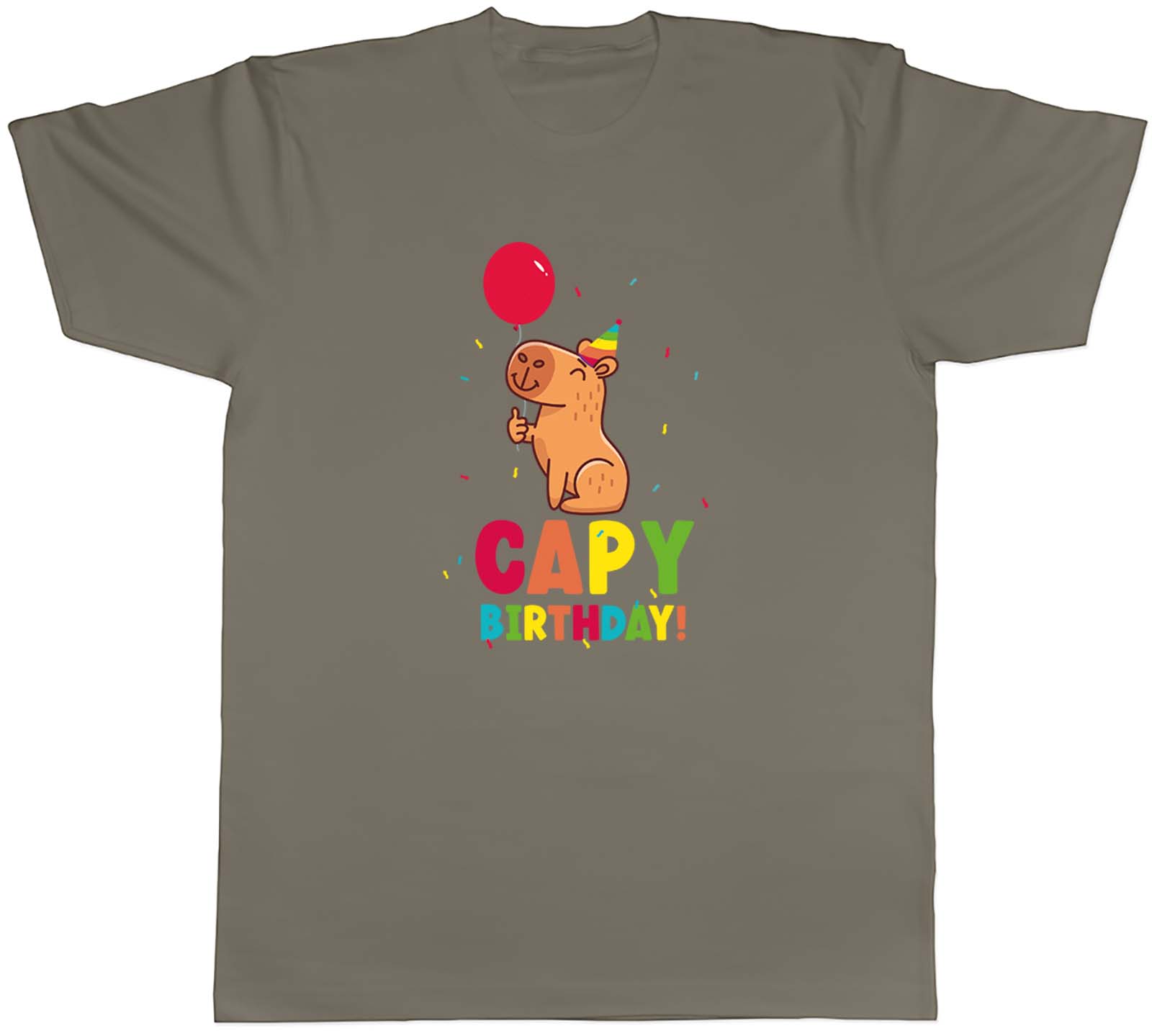 Funny Capy Birthday Mens T-Shirt Celebration Balloon Capybara Tee Gift - Picture 8 of 8
