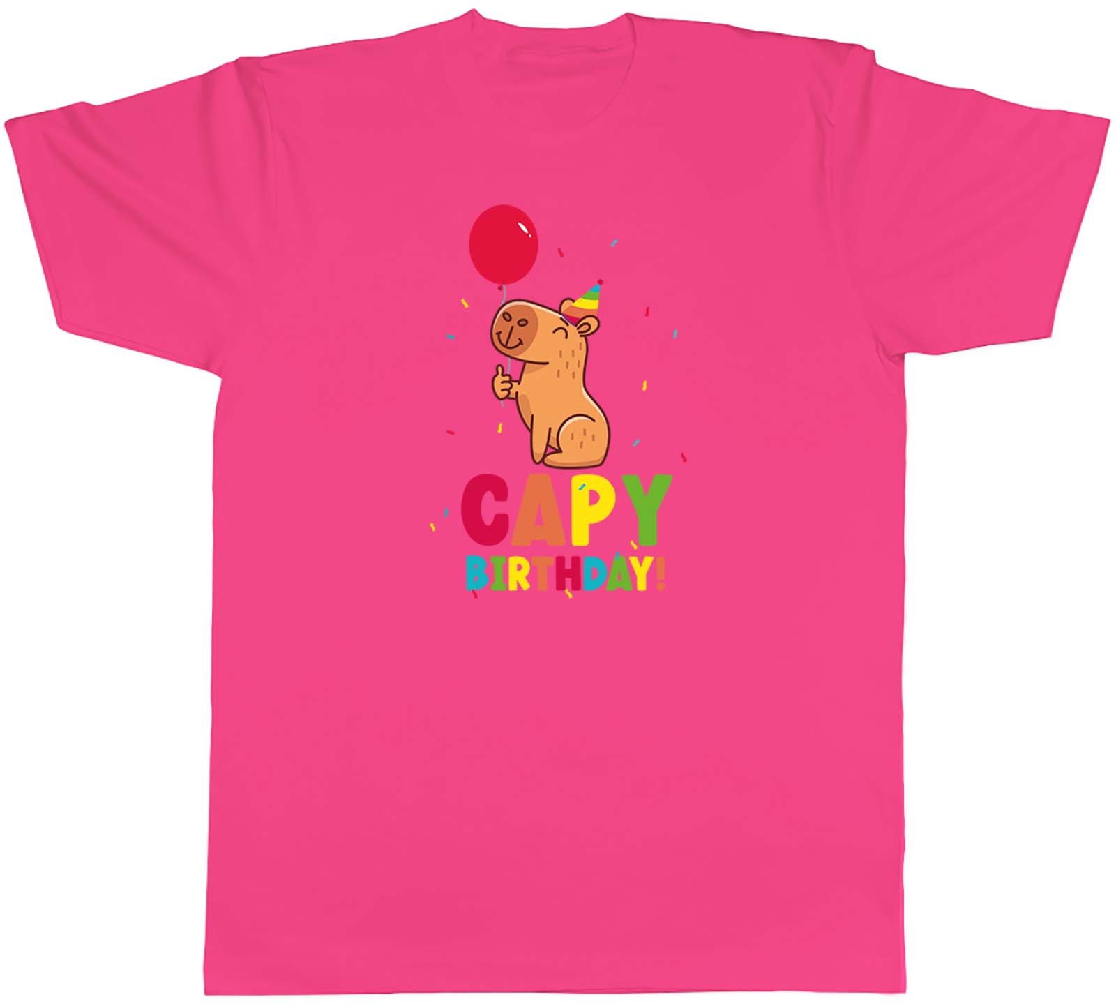 Funny Capy Birthday Mens T-Shirt Celebration Balloon Capybara Tee Gift - Picture 4 of 8