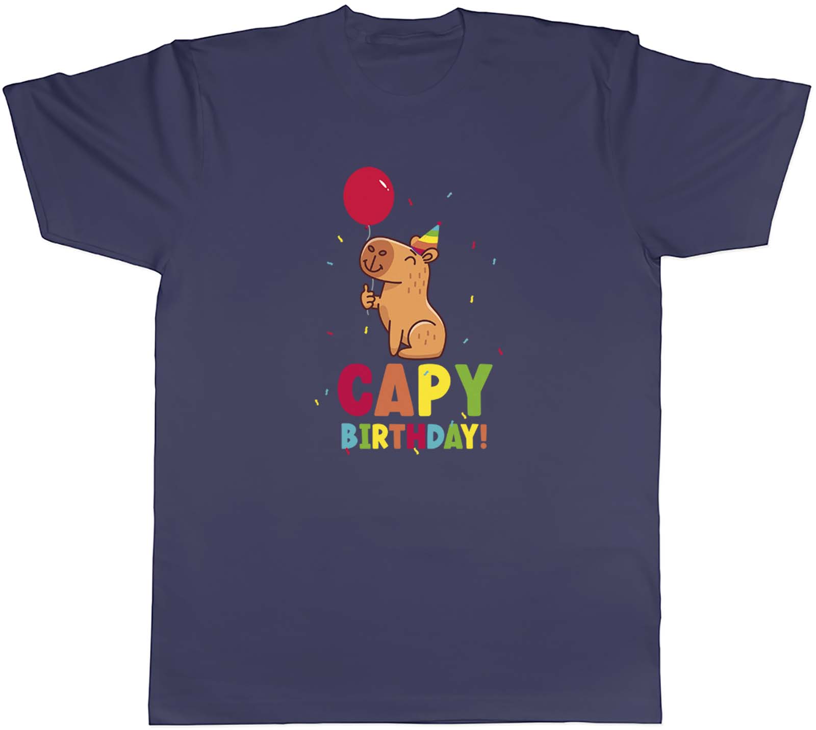 Funny Capy Birthday Mens T-Shirt Celebration Balloon Capybara Tee Gift - Picture 5 of 8