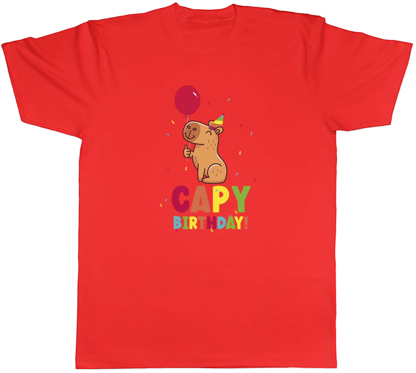 Funny Capy Birthday Mens T-Shirt Celebration Balloon Capybara Tee Gift - Picture 6 of 8