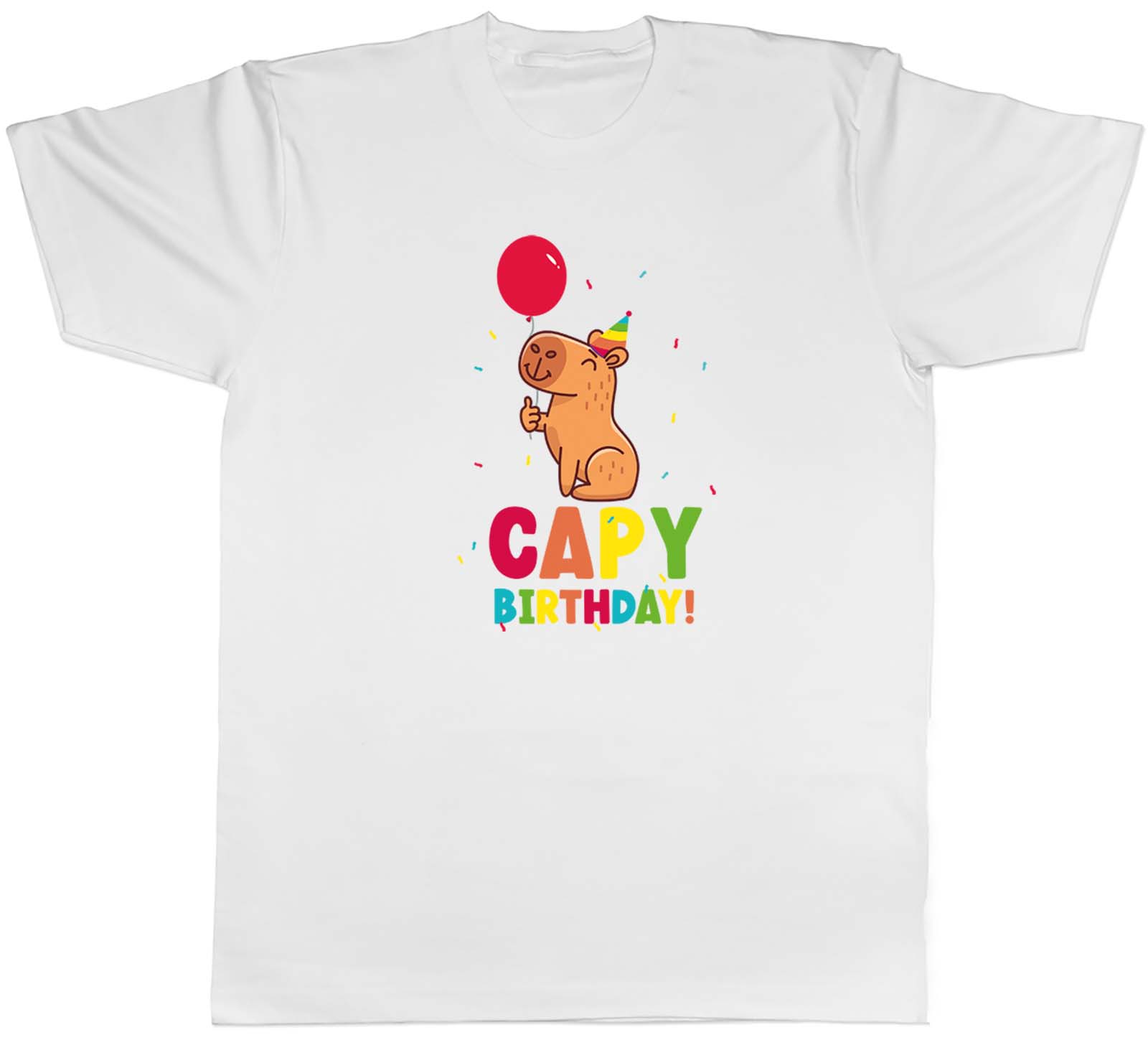 Funny Capy Birthday Mens T-Shirt Celebration Balloon Capybara Tee Gift - Picture 7 of 8