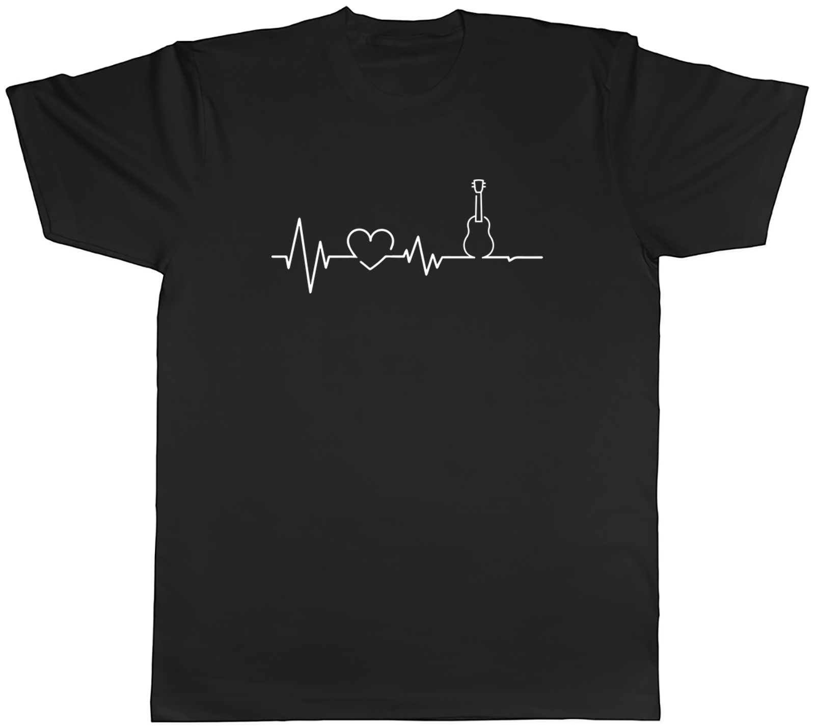 Heartbeat Ukulele Mens T-Shirt Love Uke Guitar String Instrument Tee Gift