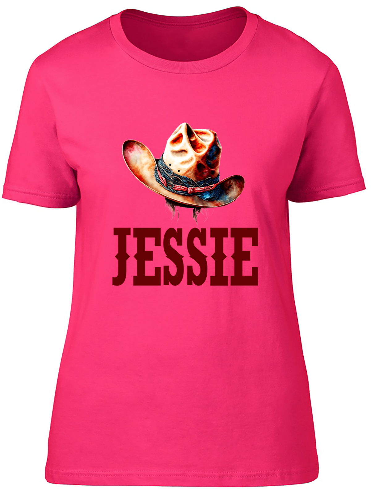 Personalised Cowgirl Hat Womens T-Shirt Wild West Western Yeehaw Ladies Gift Tee - Picture 3 of 8