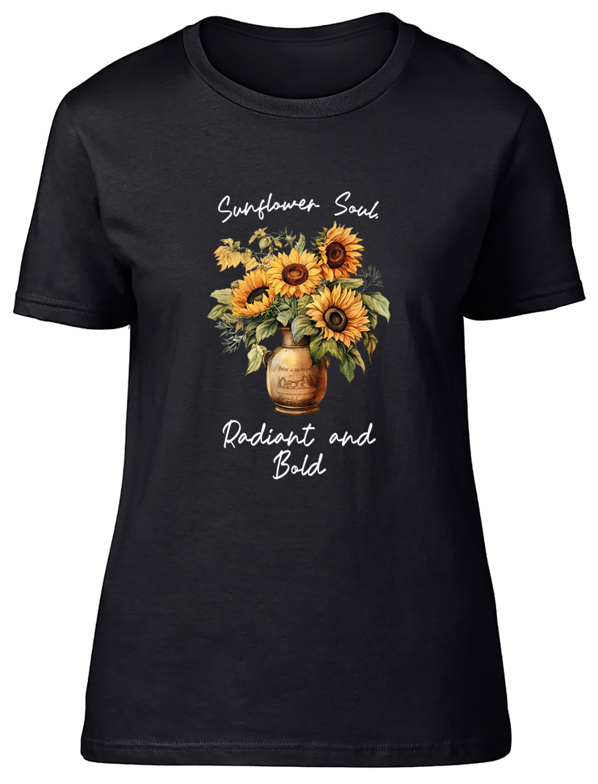Sunflower Soul Womens T-Shirt Radiant and Bold Flower Garden Ladies Gift Tee