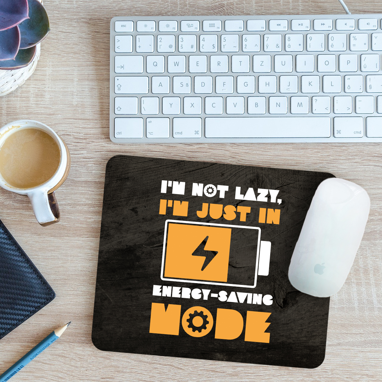Funny I'm Not Lazy Mouse Mat Pad I'm Just in Energy Saving Mode Gift 24cm x 19cm - Picture 2 of 11
