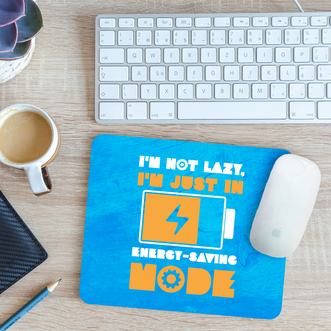 Funny I'm Not Lazy Mouse Mat Pad I'm Just in Energy Saving Mode Gift 24cm x 19cm - Picture 3 of 11