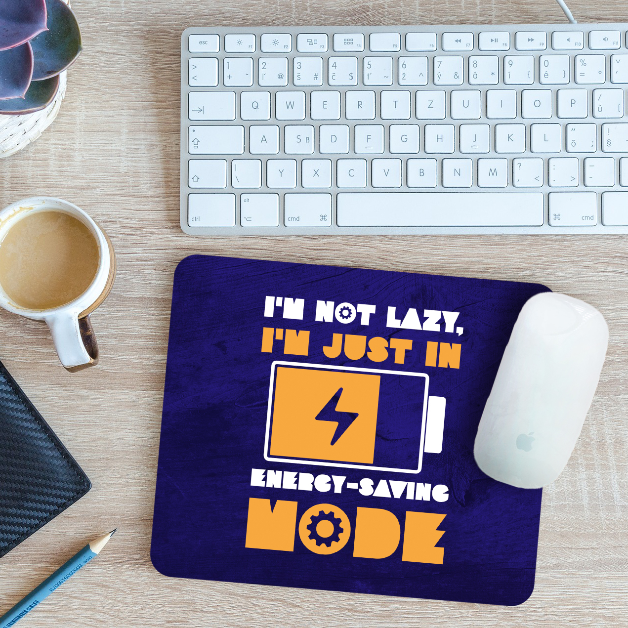 Funny I'm Not Lazy Mouse Mat Pad I'm Just in Energy Saving Mode Gift 24cm x 19cm - Picture 4 of 11