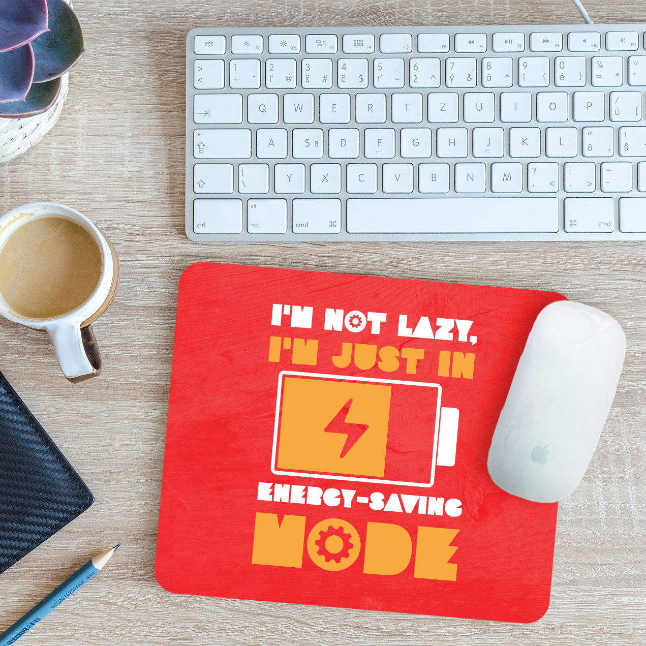 Funny I'm Not Lazy Mouse Mat Pad I'm Just in Energy Saving Mode Gift 24cm x 19cm - Picture 9 of 11