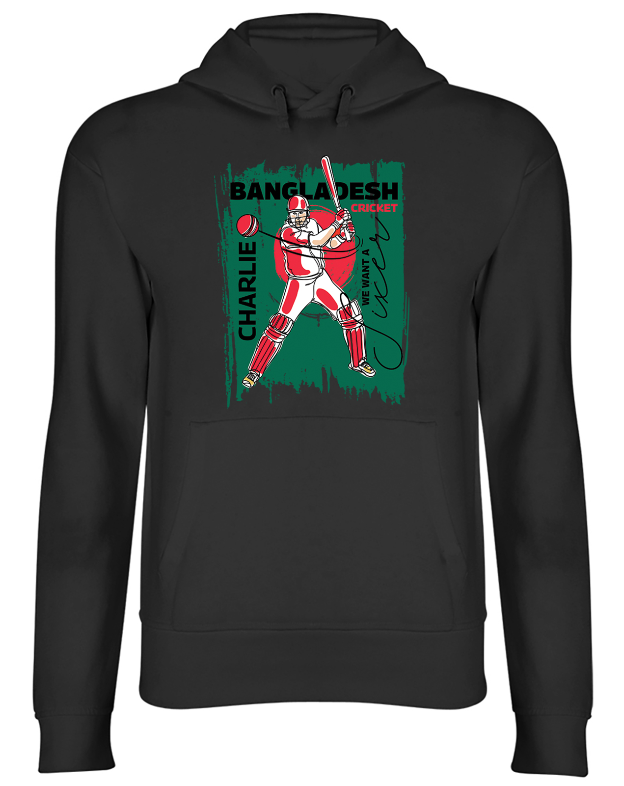 Personalised Bangladesh Cricket Fan Hoodie Men Women Batsman Hitting Six Run Top