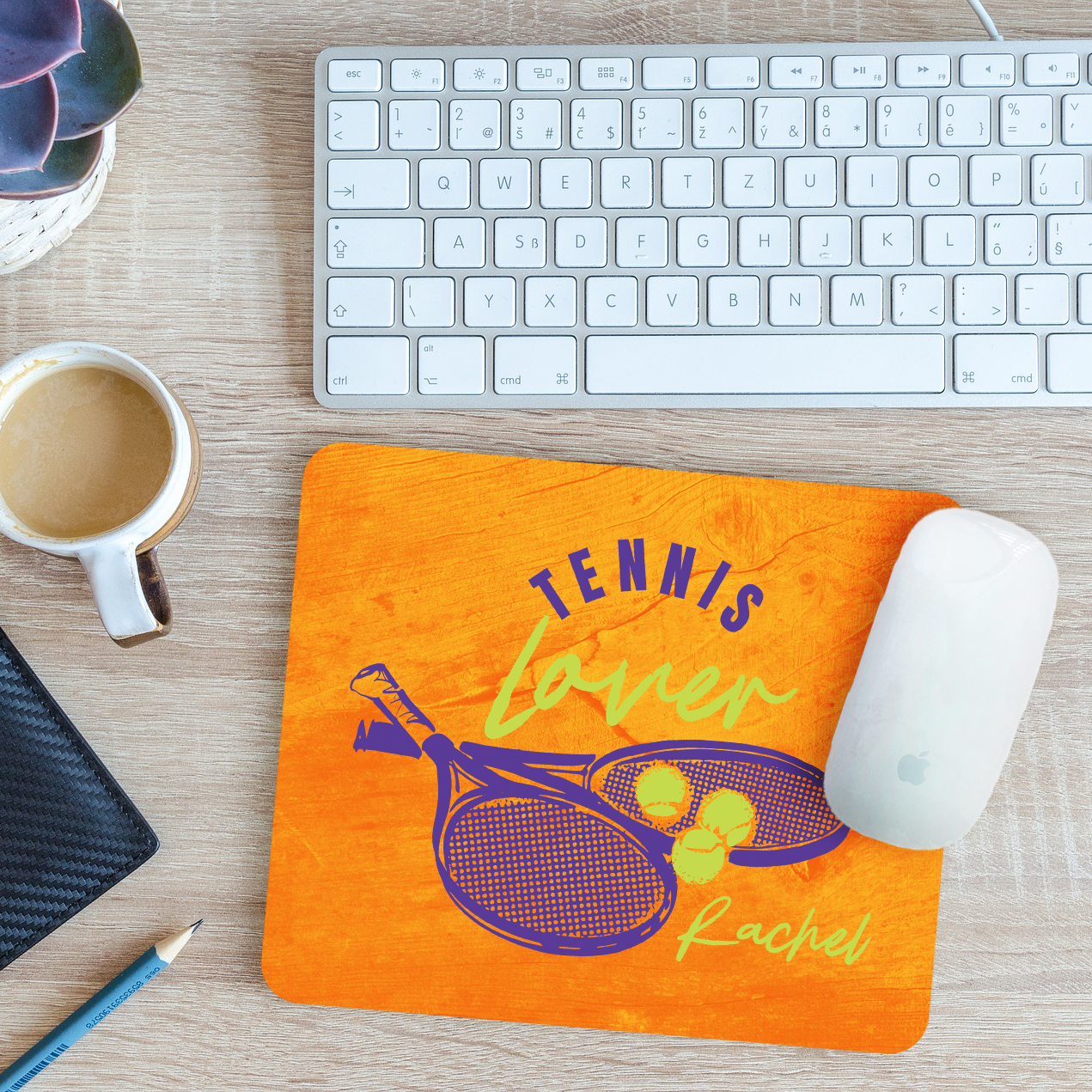 Personalised Tennis Lover Mouse Mat Pad Racket and Ball Sports Gift 24cm x 19cm - Picture 7 of 11