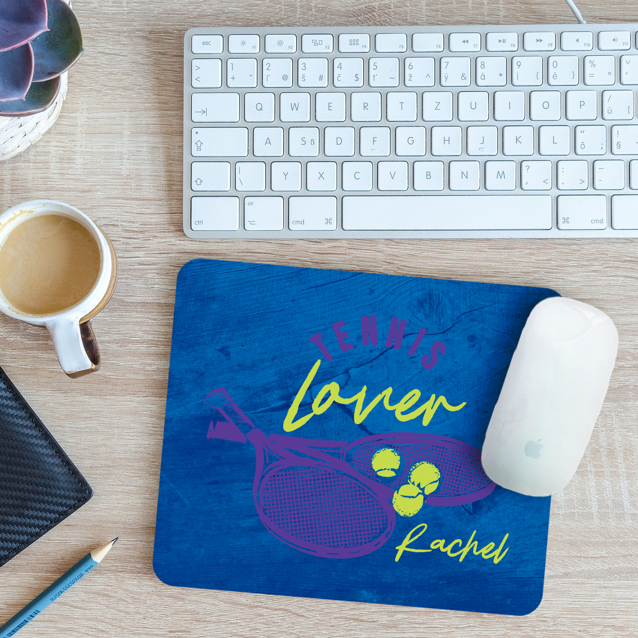 Personalised Tennis Lover Mouse Mat Pad Racket and Ball Sports Gift 24cm x 19cm - Picture 10 of 11
