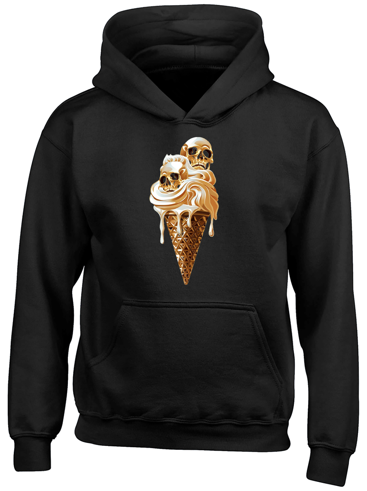 Gothic Ice Cream Cone Kids Hoodie Skull Head Skeleton Boys Girls Gift Top