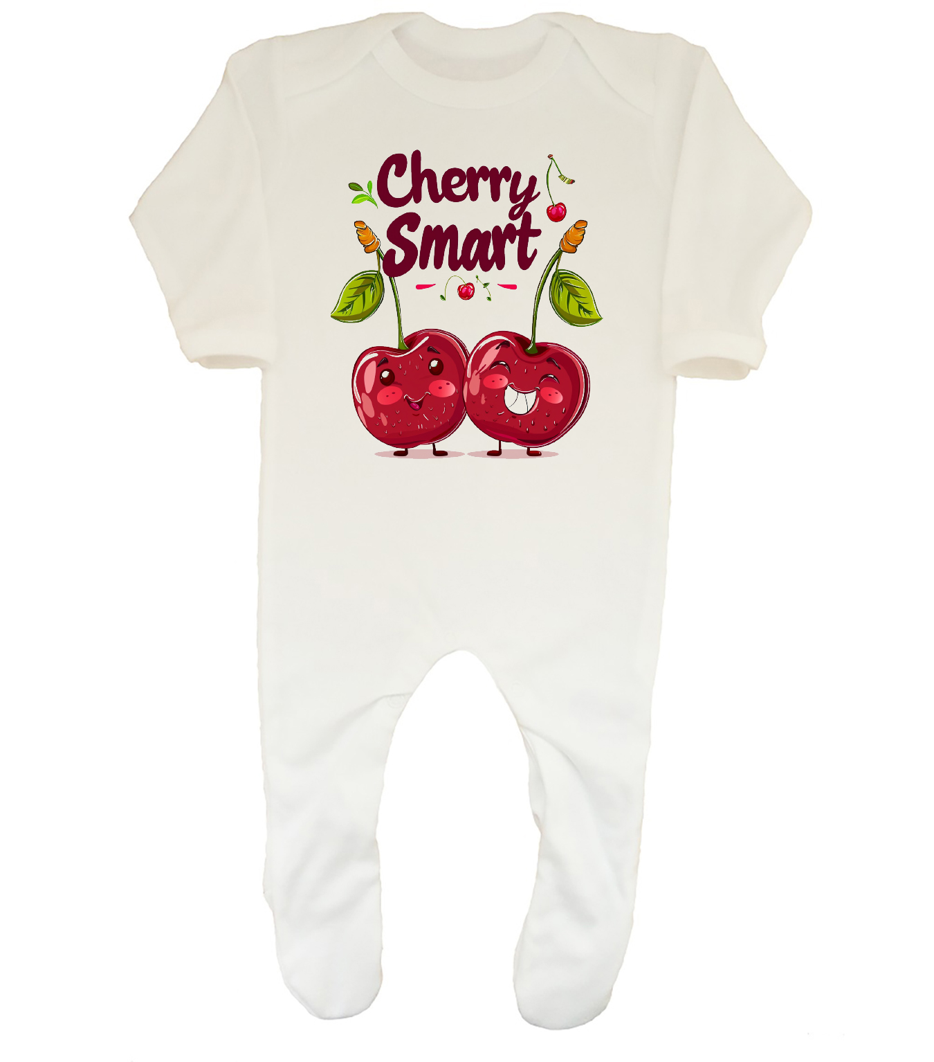Cherry Smart Clever Clog Baby Grow Sleepsuit Very Smart Cherries Funny Boys Girl