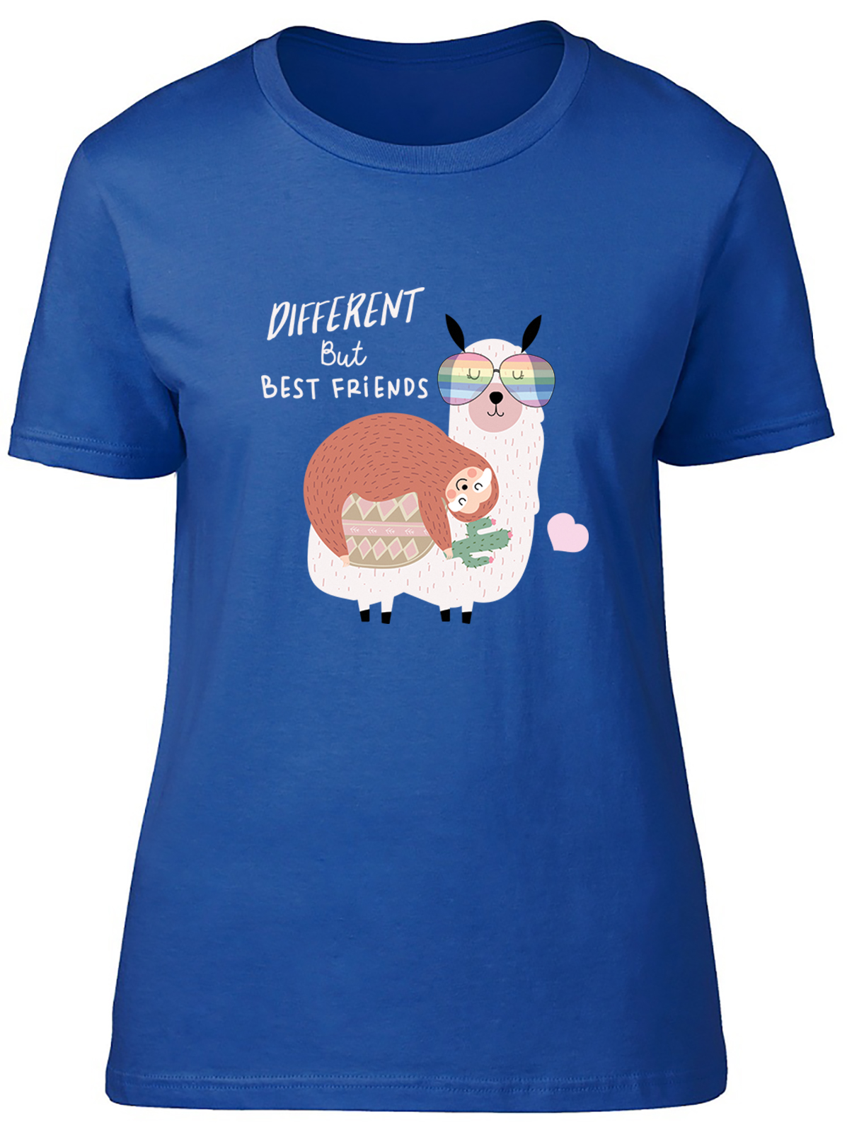 Different but Best Friends Womens T-Shirt Funny Sloth & Llama Friendshp Gift Tee - Picture 6 of 8
