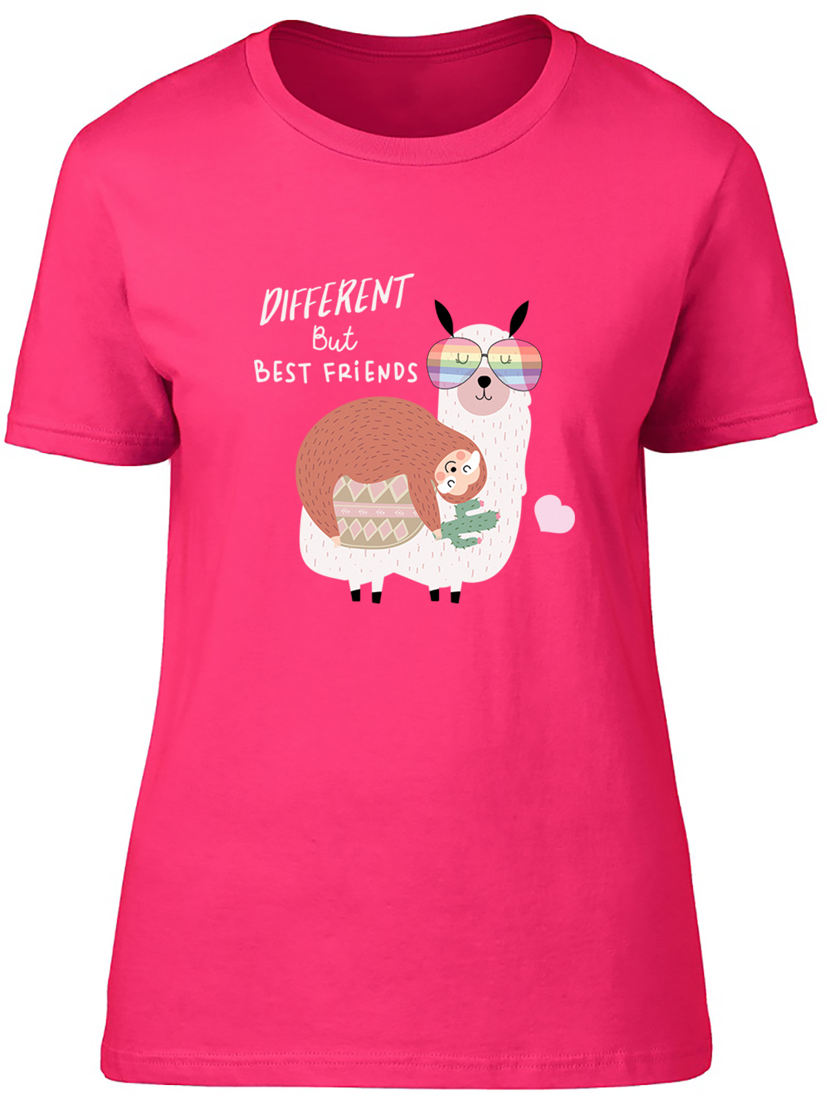 Different but Best Friends Womens T-Shirt Funny Sloth & Llama Friendshp Gift Tee - Picture 3 of 8