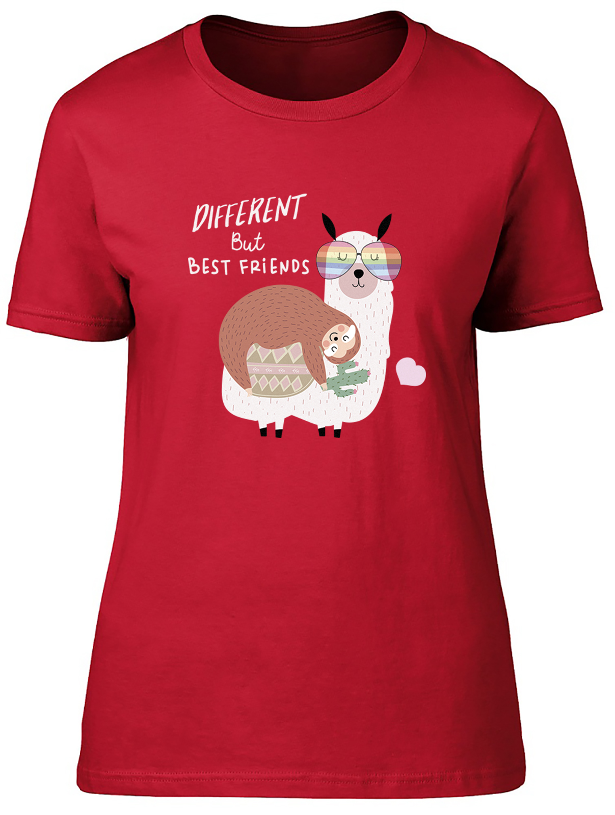 Different but Best Friends Womens T-Shirt Funny Sloth & Llama Friendshp Gift Tee - Picture 5 of 8