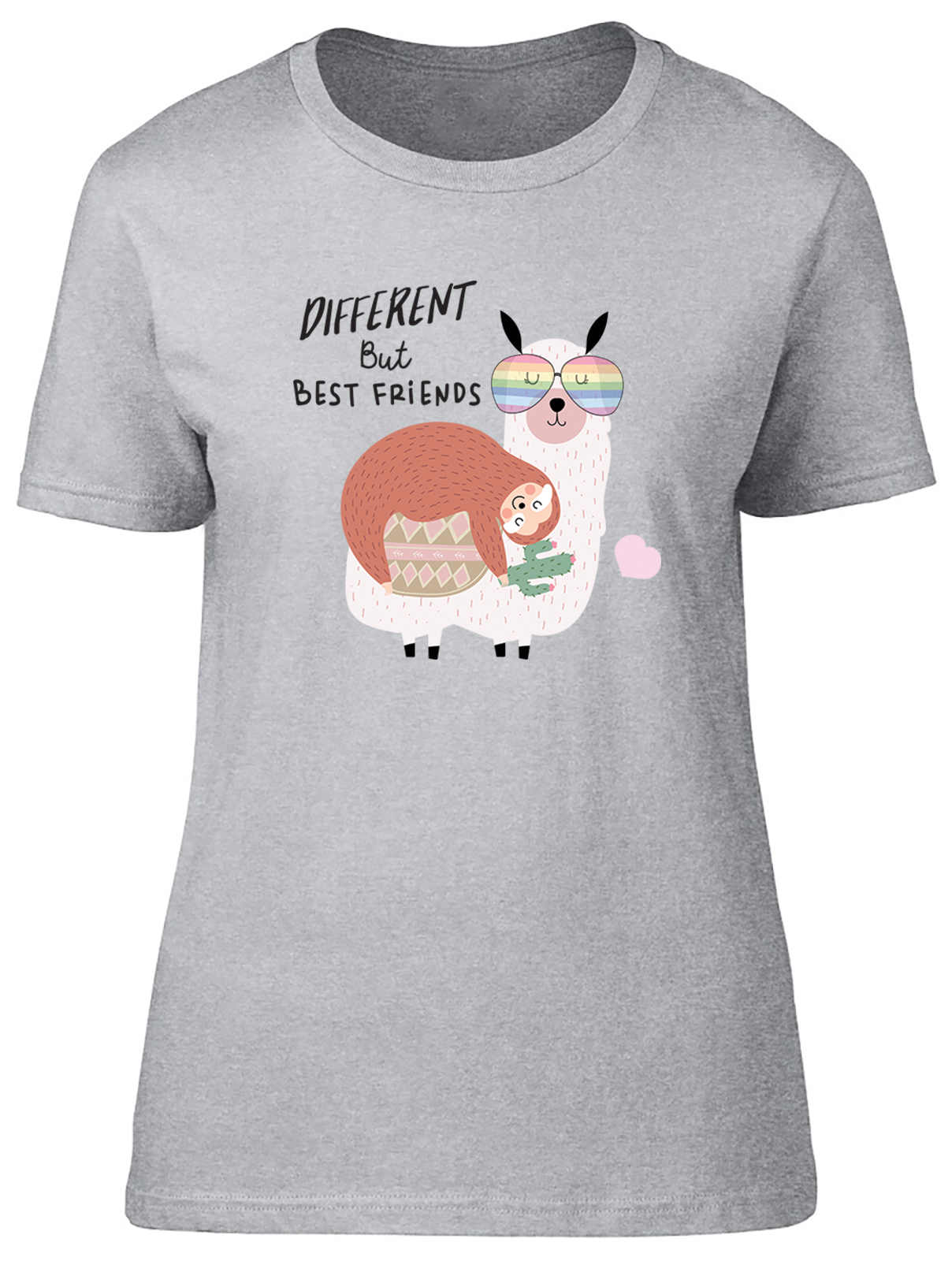 Different but Best Friends Womens T-Shirt Funny Sloth & Llama Friendshp Gift Tee - Picture 8 of 8