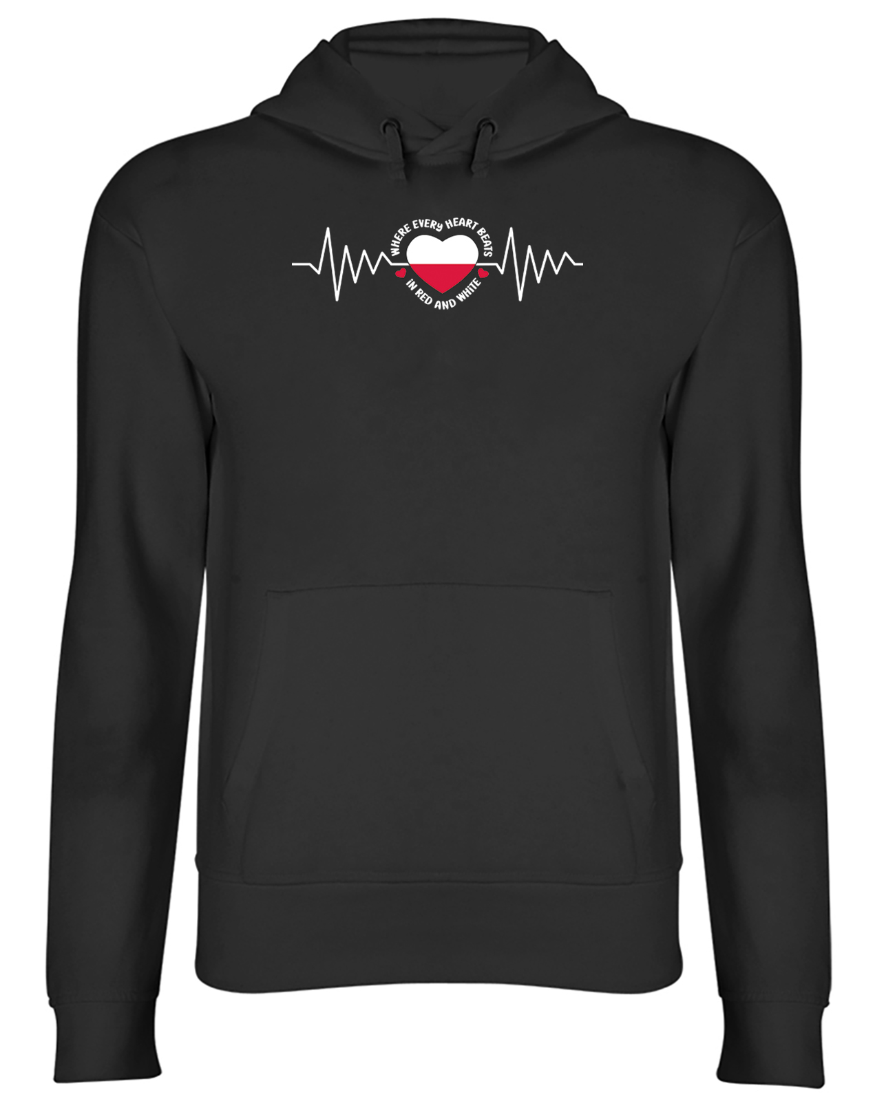 Polska Poland Hoodie Mens Womens Every Heart Beats Red & White Top Gift