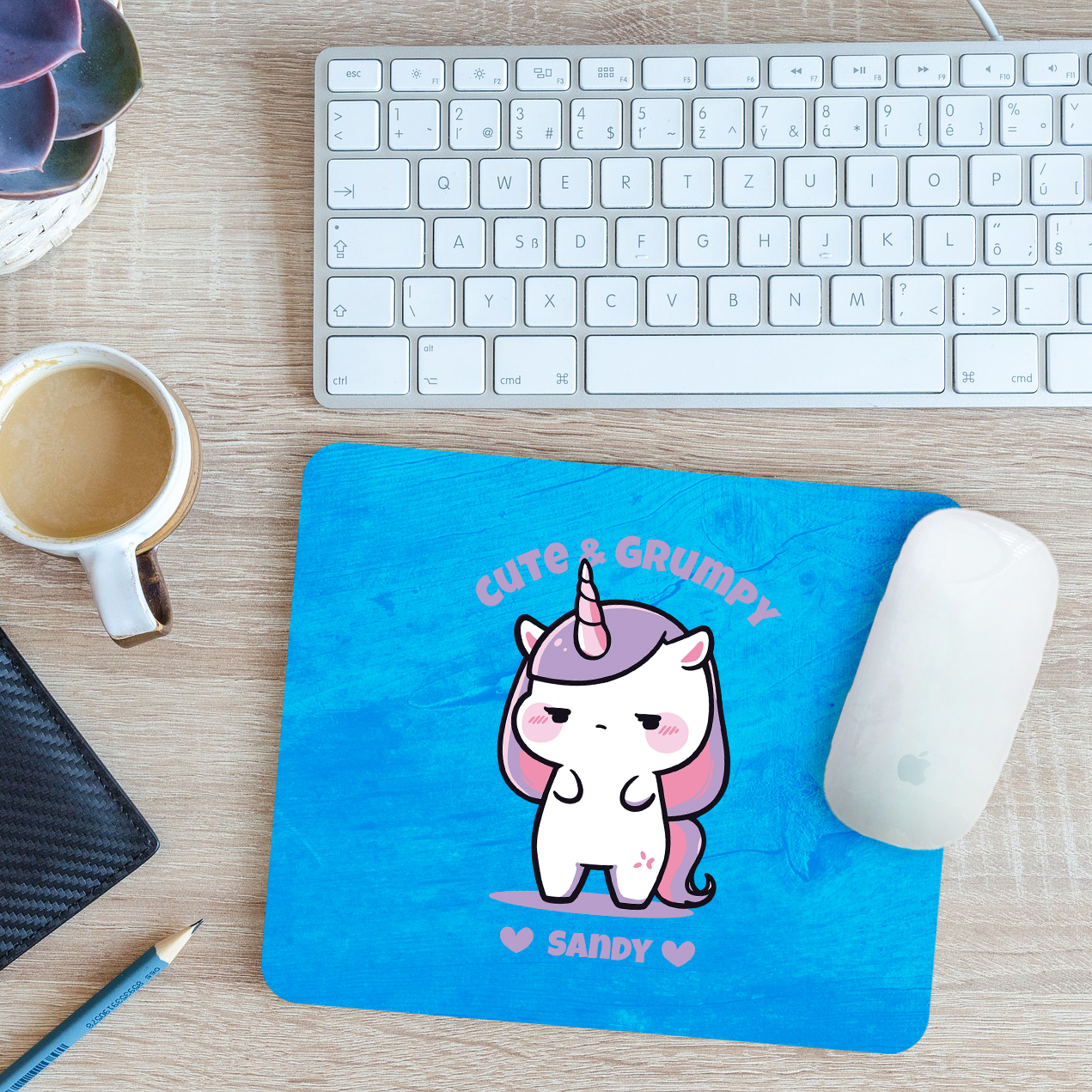 Personalised Unicorn Cute & Grumpy Mouse Mat Pad Rainbow Magical 24cm x 19cm - Picture 3 of 11
