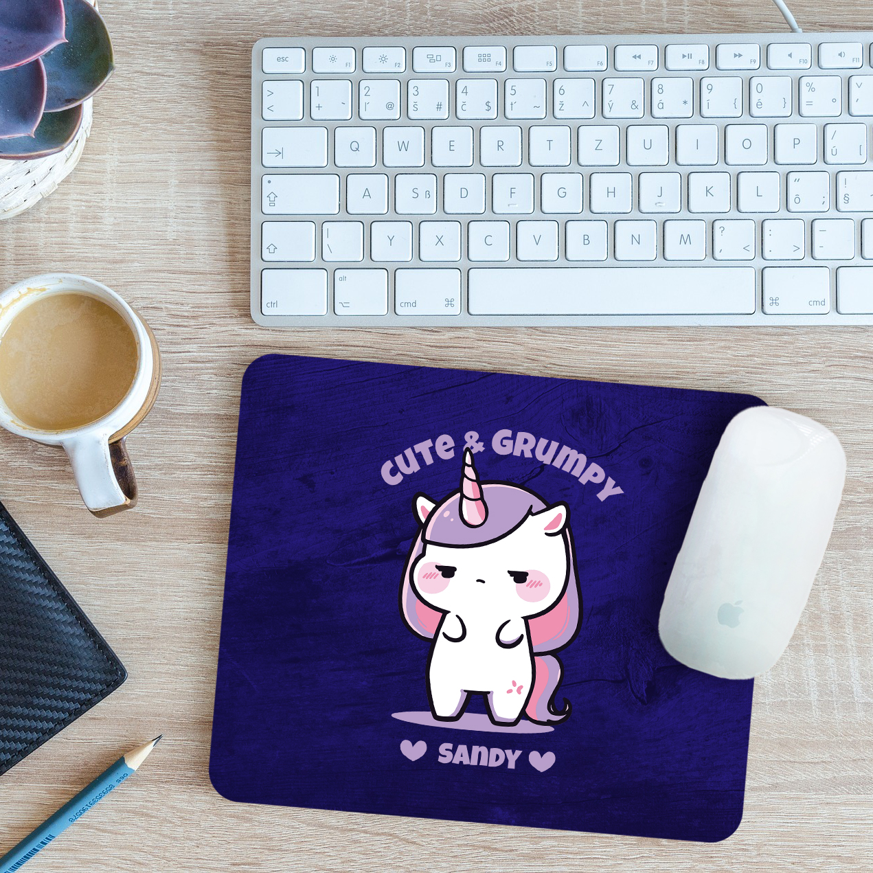 Personalised Unicorn Cute & Grumpy Mouse Mat Pad Rainbow Magical 24cm x 19cm - Picture 4 of 11