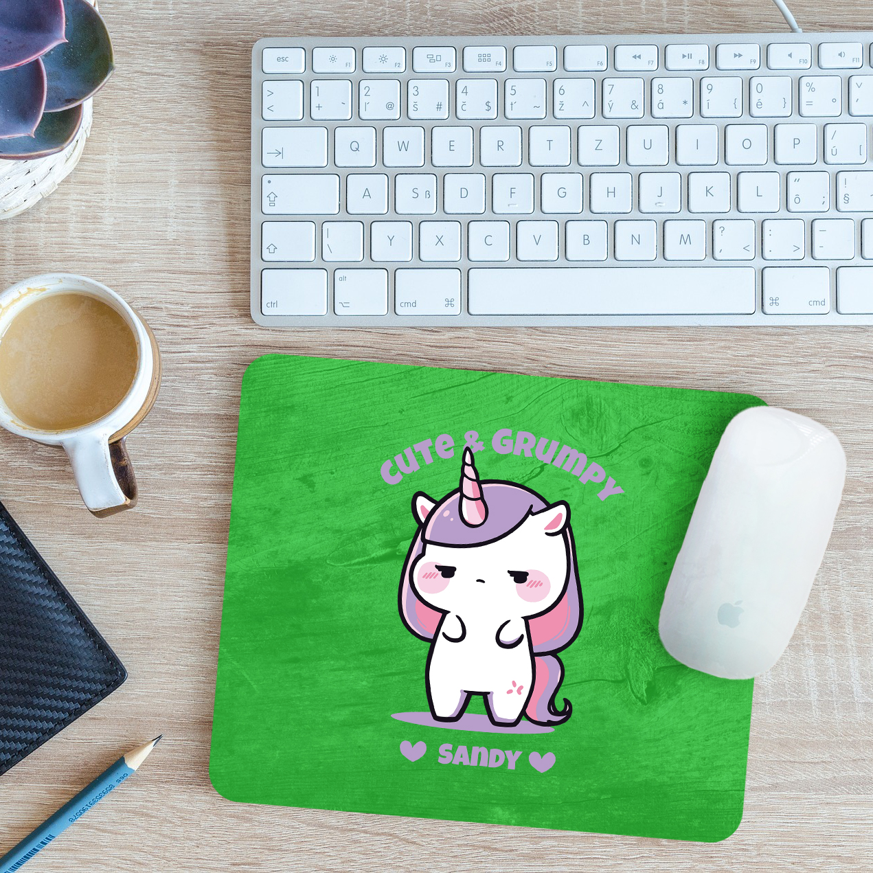 Personalised Unicorn Cute & Grumpy Mouse Mat Pad Rainbow Magical 24cm x 19cm - Picture 5 of 11