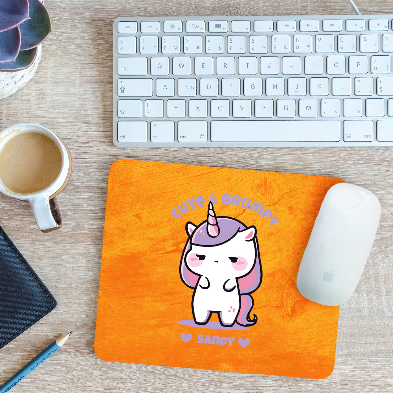Personalised Unicorn Cute & Grumpy Mouse Mat Pad Rainbow Magical 24cm x 19cm - Picture 7 of 11