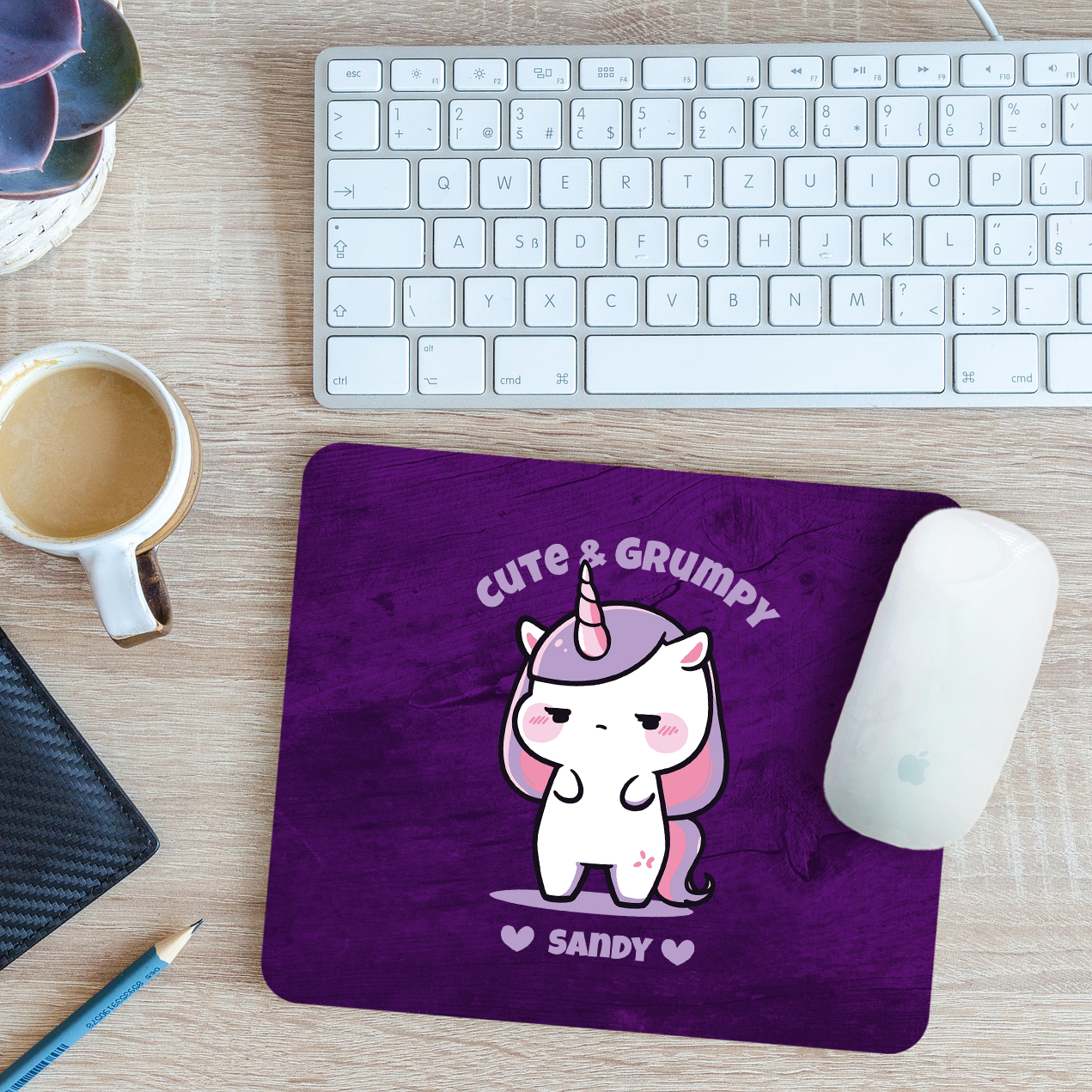 Personalised Unicorn Cute & Grumpy Mouse Mat Pad Rainbow Magical 24cm x 19cm - Picture 8 of 11